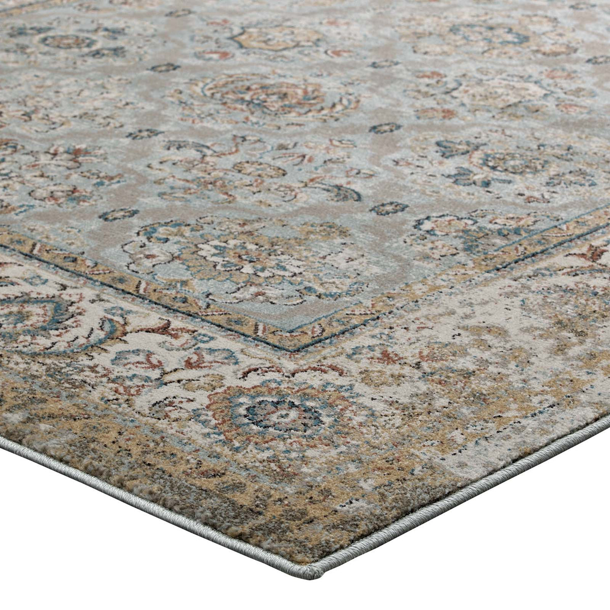 Hisa Distressed Vintage Floral Lattice Area Rug