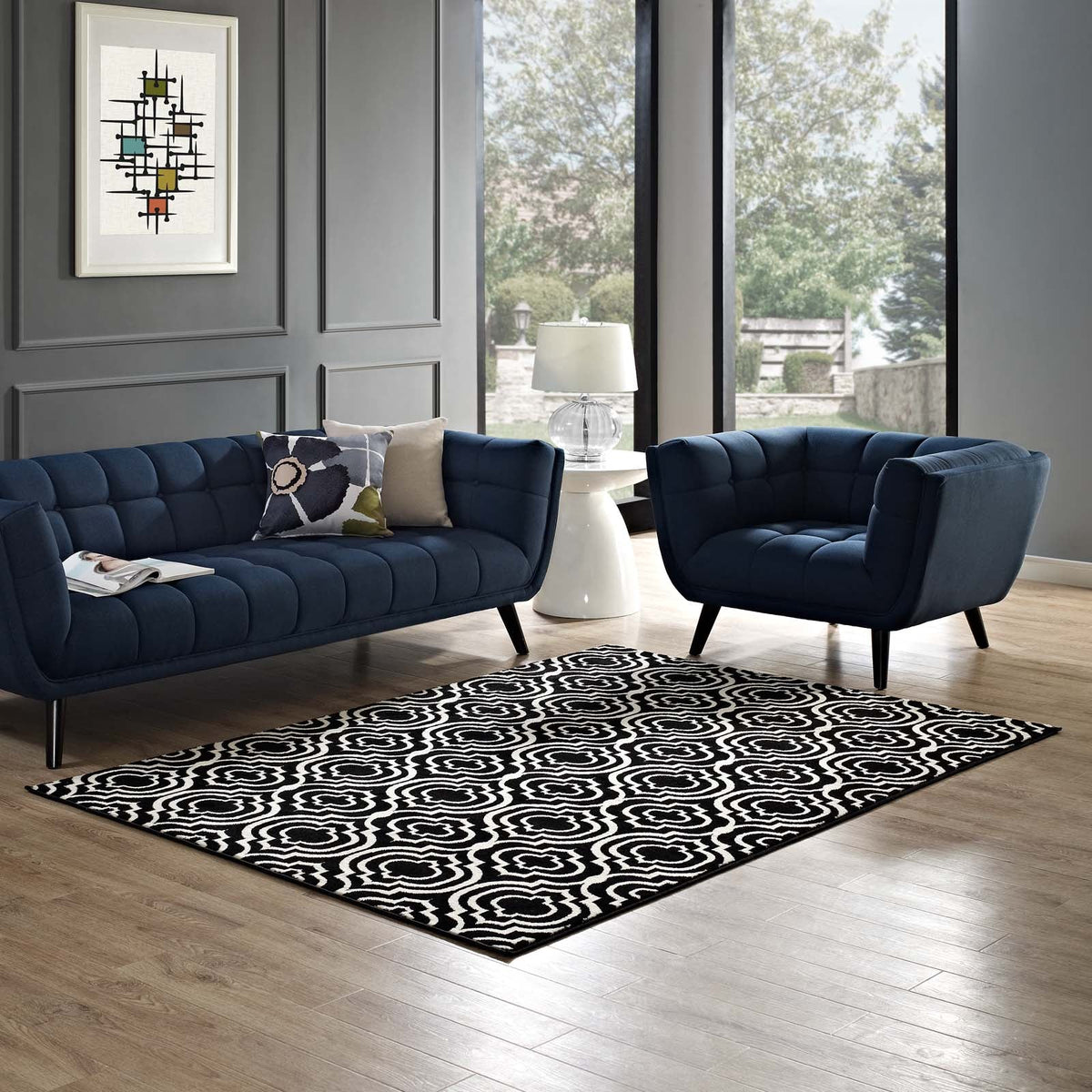 Frame Transitional Moroccan Trellis Area Rug - view 37