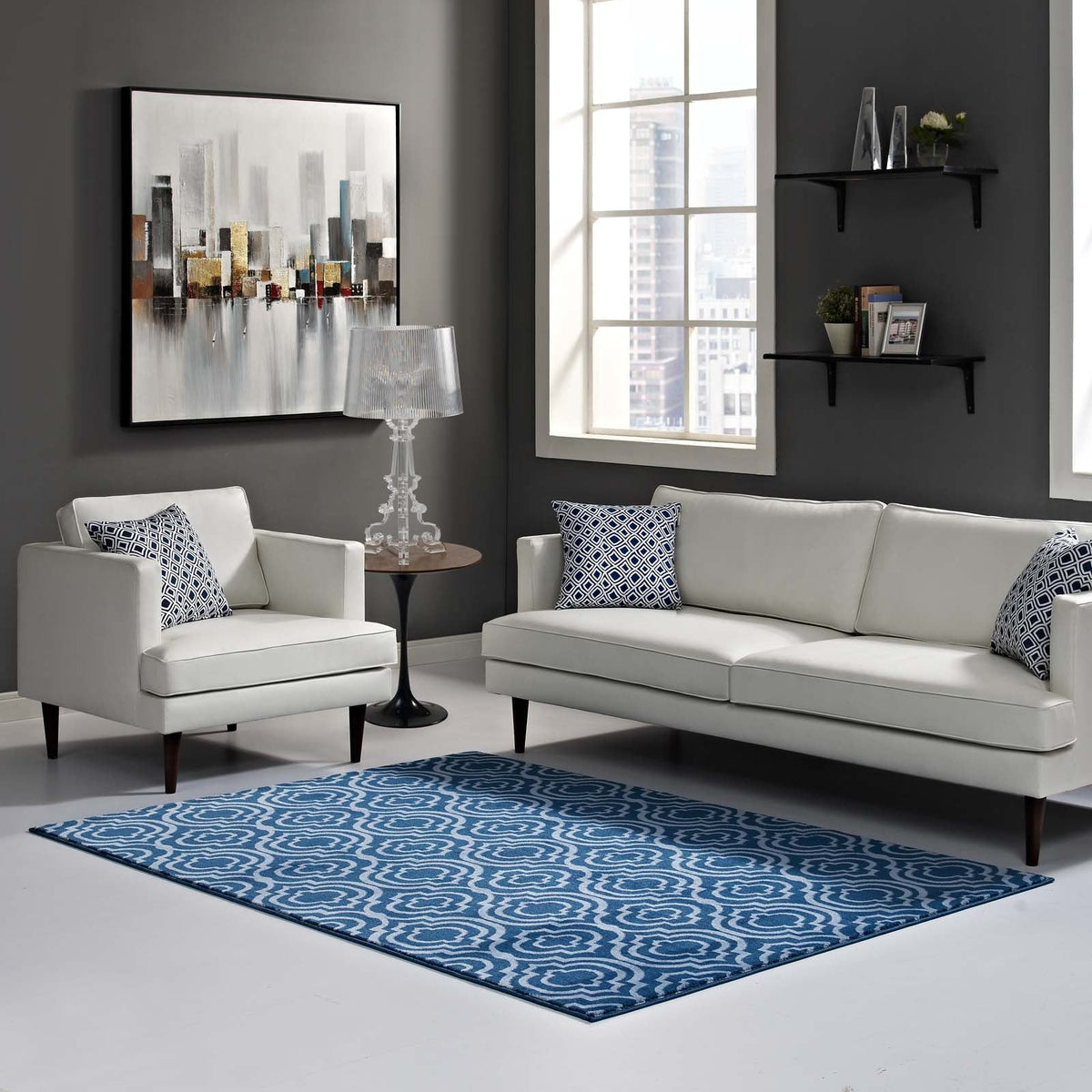 Frame Transitional Moroccan Trellis Area Rug - view 38