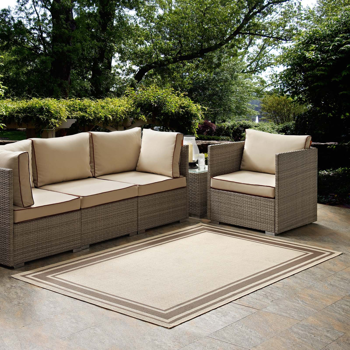 Rim Solid Border Indoor and Outdoor Area Rug - view 32