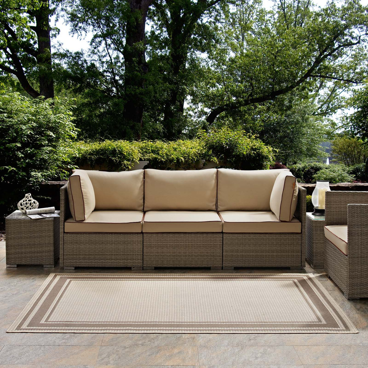 Rim Solid Border Indoor and Outdoor Area Rug - view 29