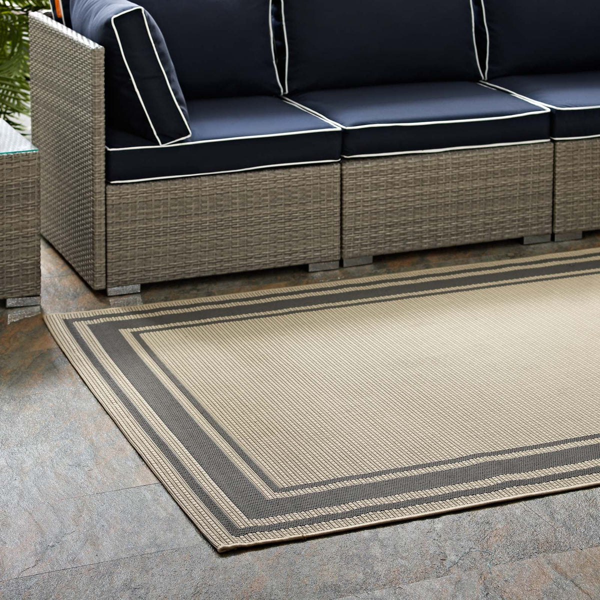 Rim Solid Border Indoor and Outdoor Area Rug - view 23