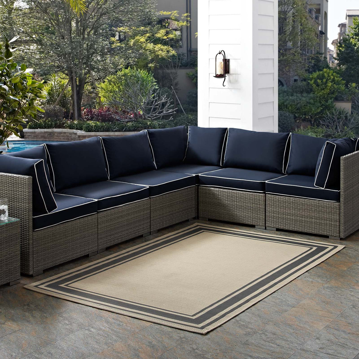 Rim Solid Border Indoor and Outdoor Area Rug - view 33
