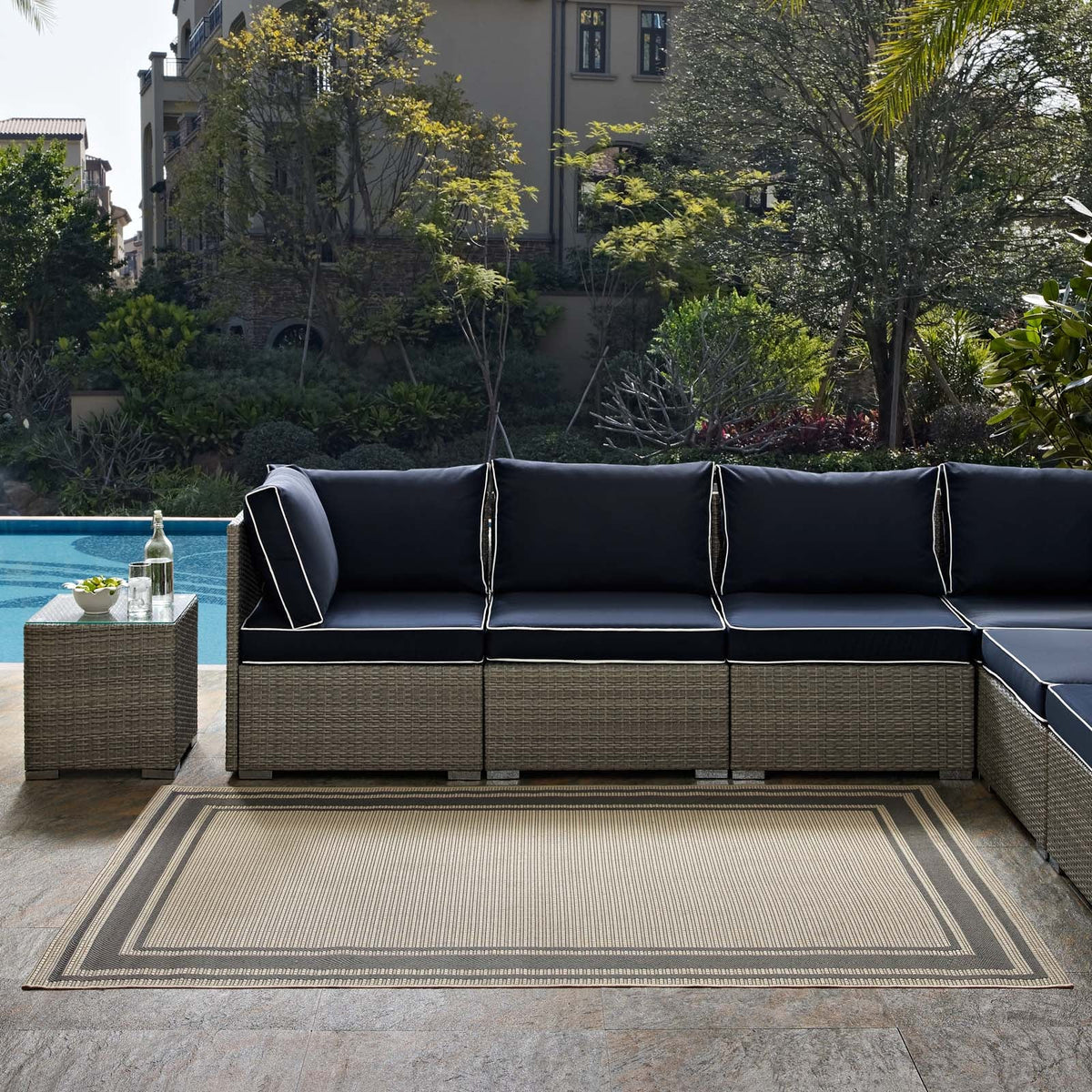 Rim Solid Border Indoor and Outdoor Area Rug - view 30