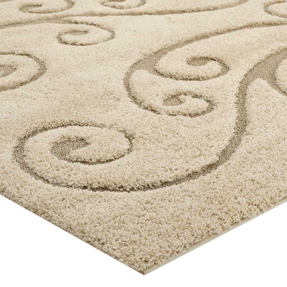 Jubilant Sprout Scrolling Vine Shag Area Rug