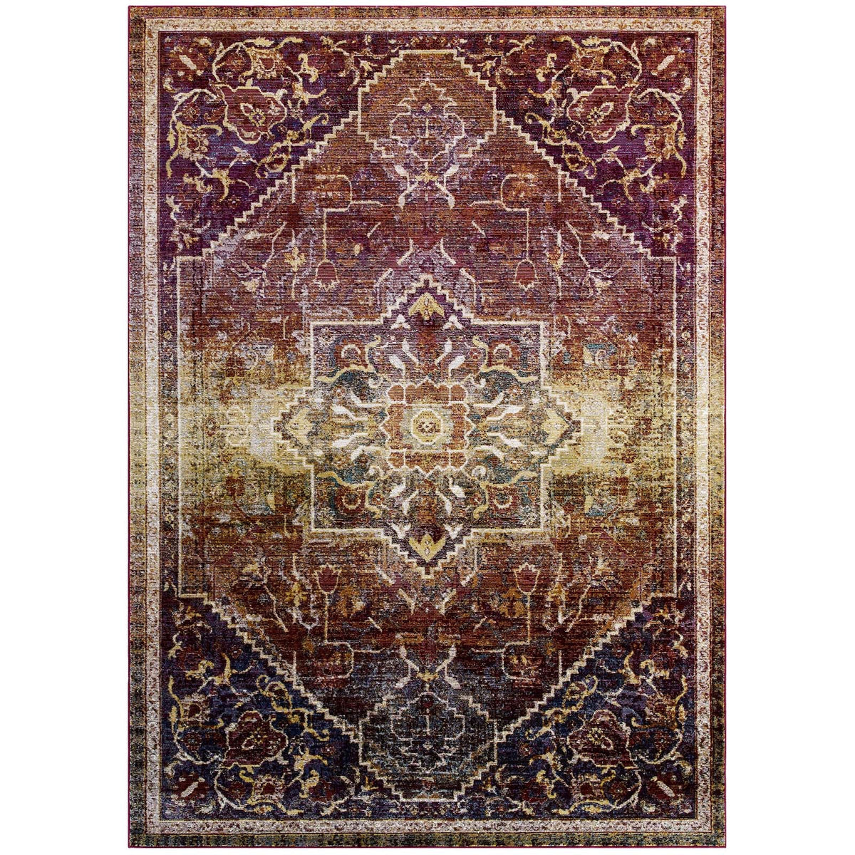 Success Kaede Transitional Distressed Vintage Floral Vintage Medallion Area Rug