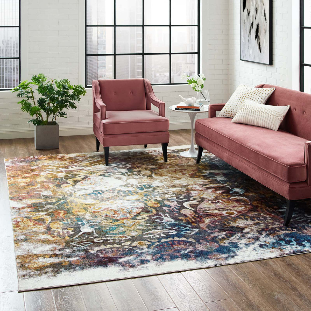 Success Jayla Transitional Distressed Vintage Floral Moroccan Trellis Area Rug