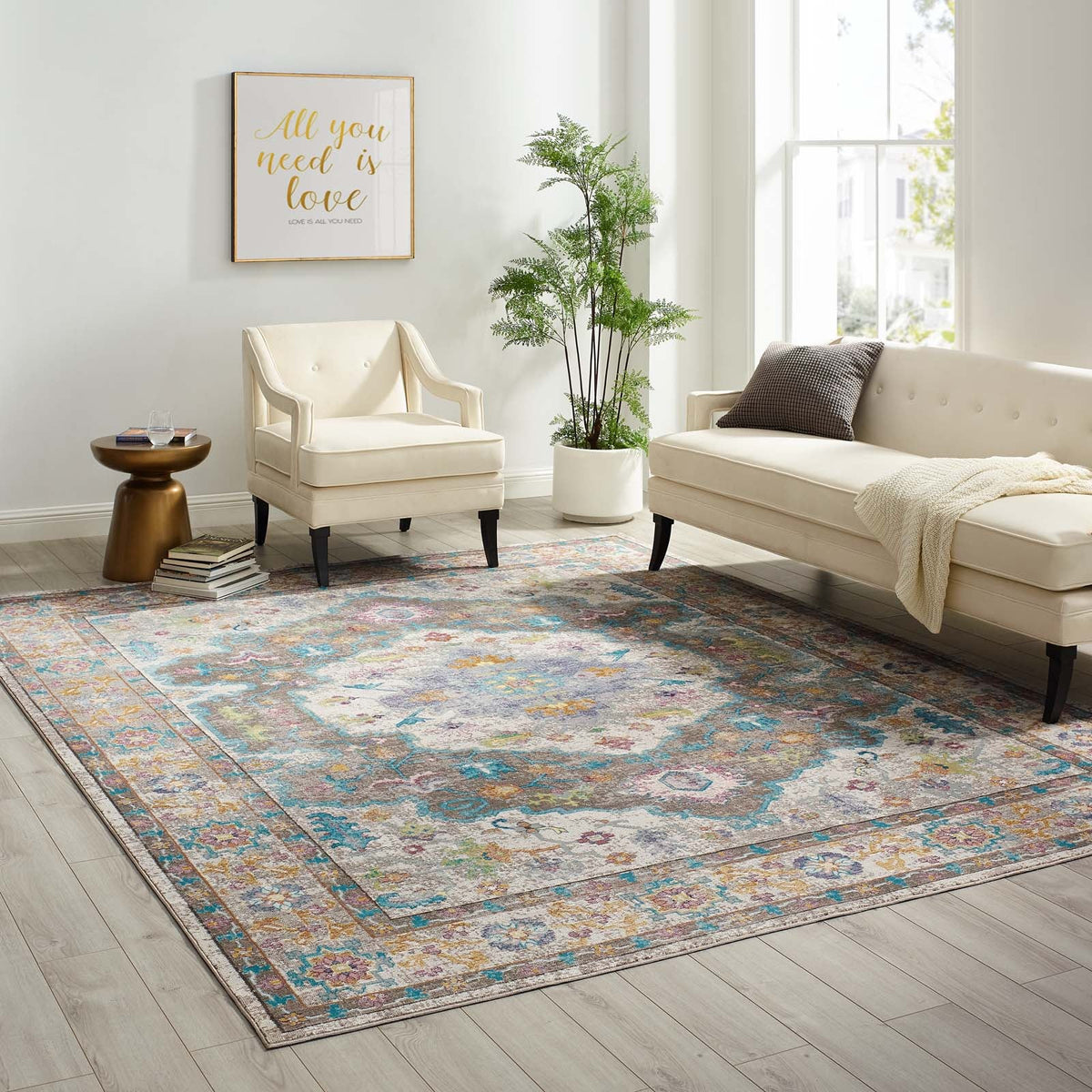 Success Anisah Distressed Floral Vintage Medallion Area Rug