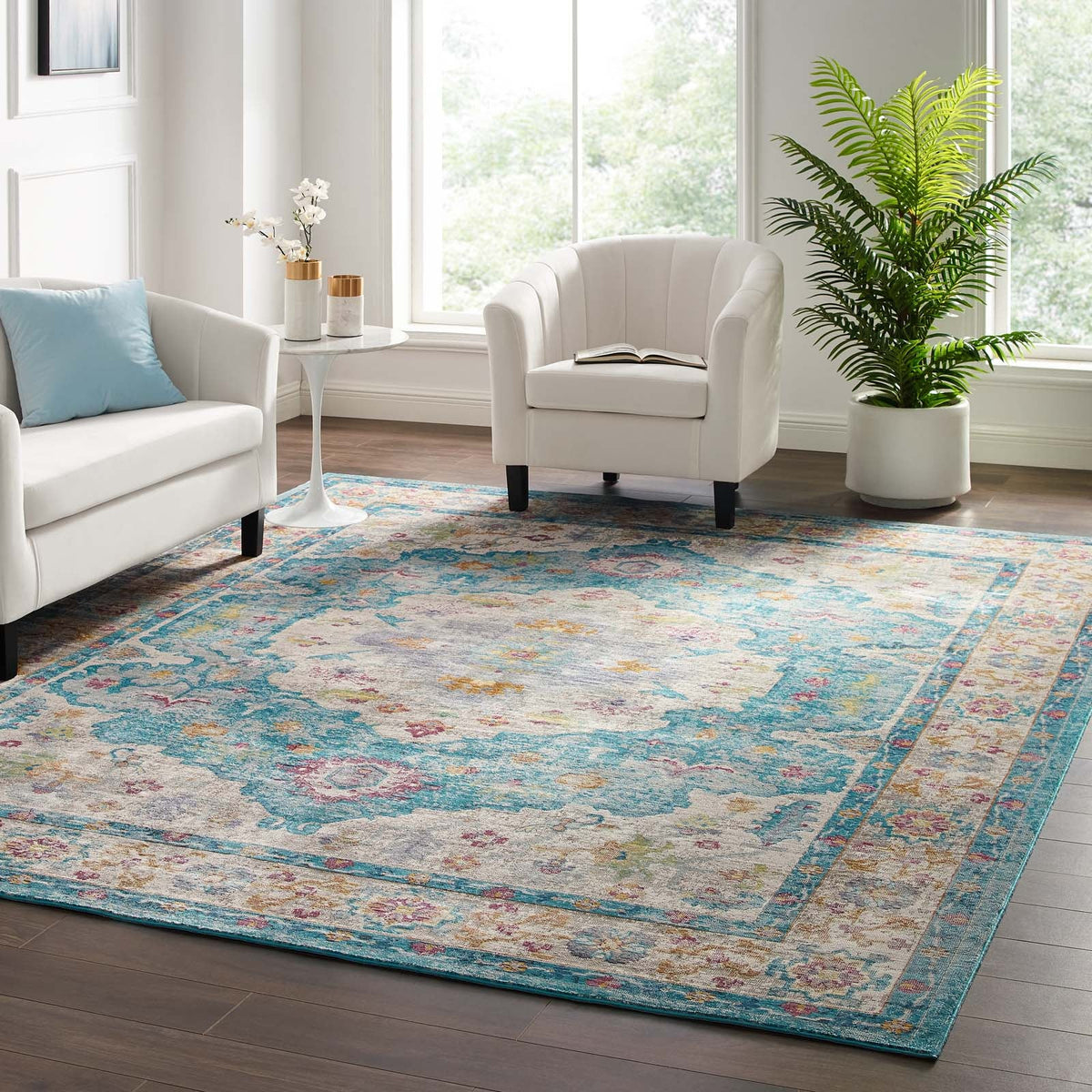 Success Anisah Distressed Floral Vintage Medallion Area Rug