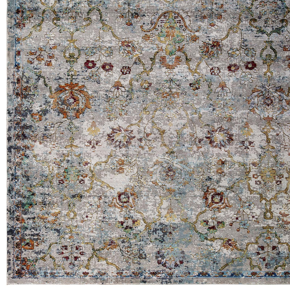 Success Manuka Distressed Vintage Floral Lattice Area Rug