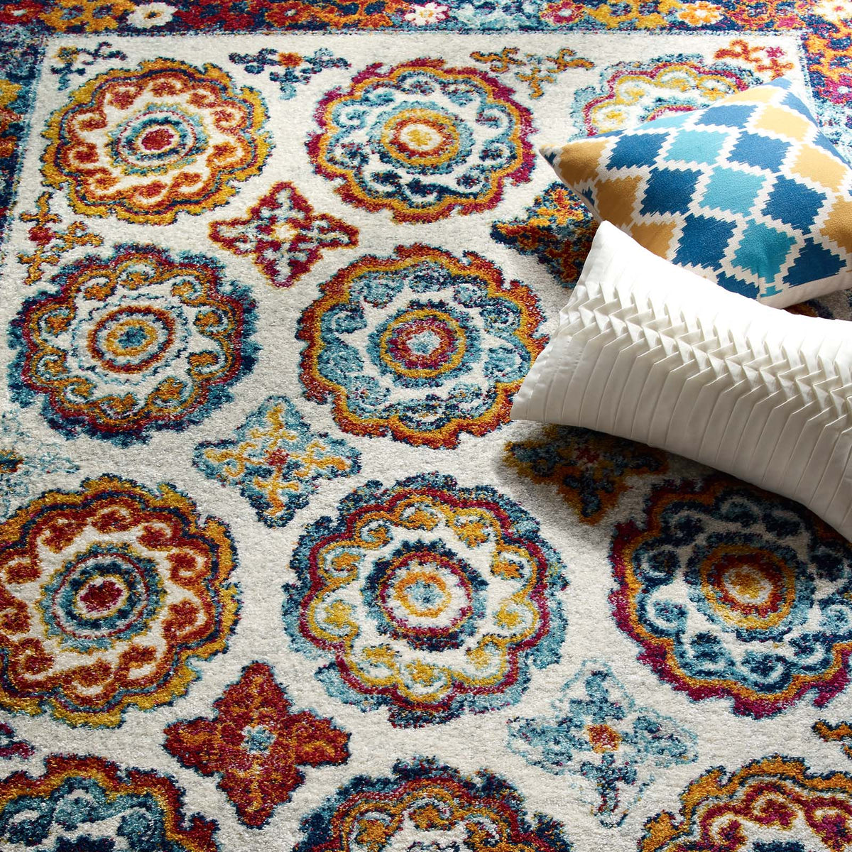 Entourage Odile Distressed Floral Moroccan Trellis Area Rug - view 38
