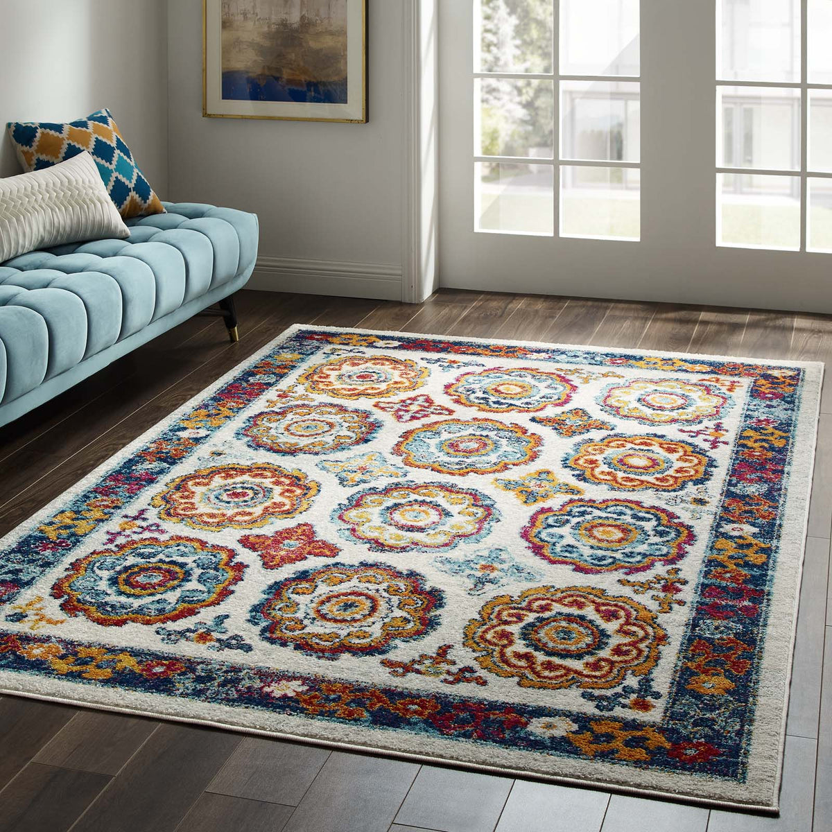 Entourage Odile Distressed Floral Moroccan Trellis Area Rug - view 43