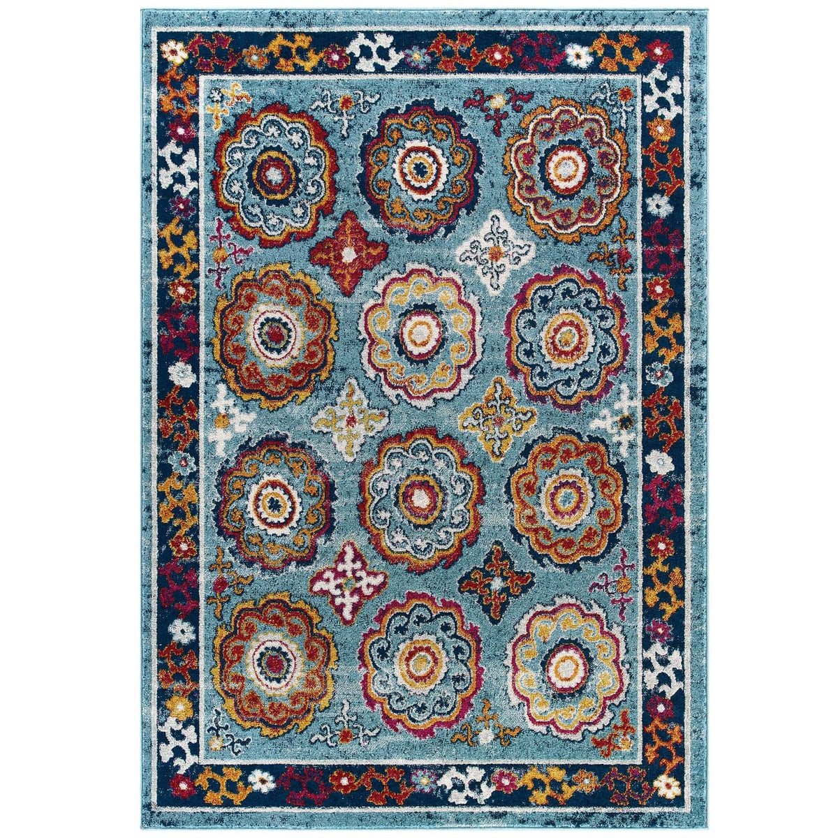 Entourage Odile Distressed Floral Moroccan Trellis Area Rug - view 4