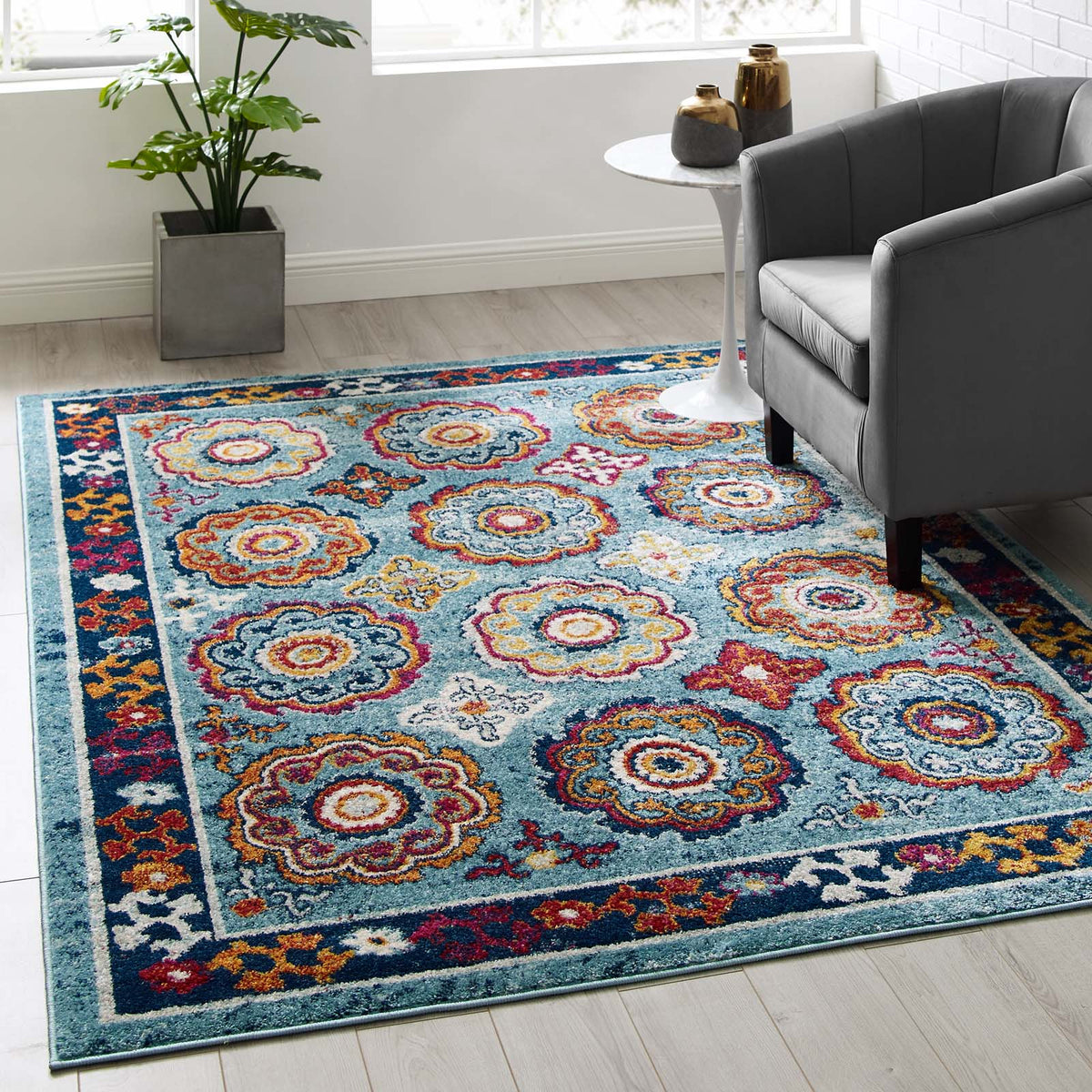 Entourage Odile Distressed Floral Moroccan Trellis Area Rug - view 45