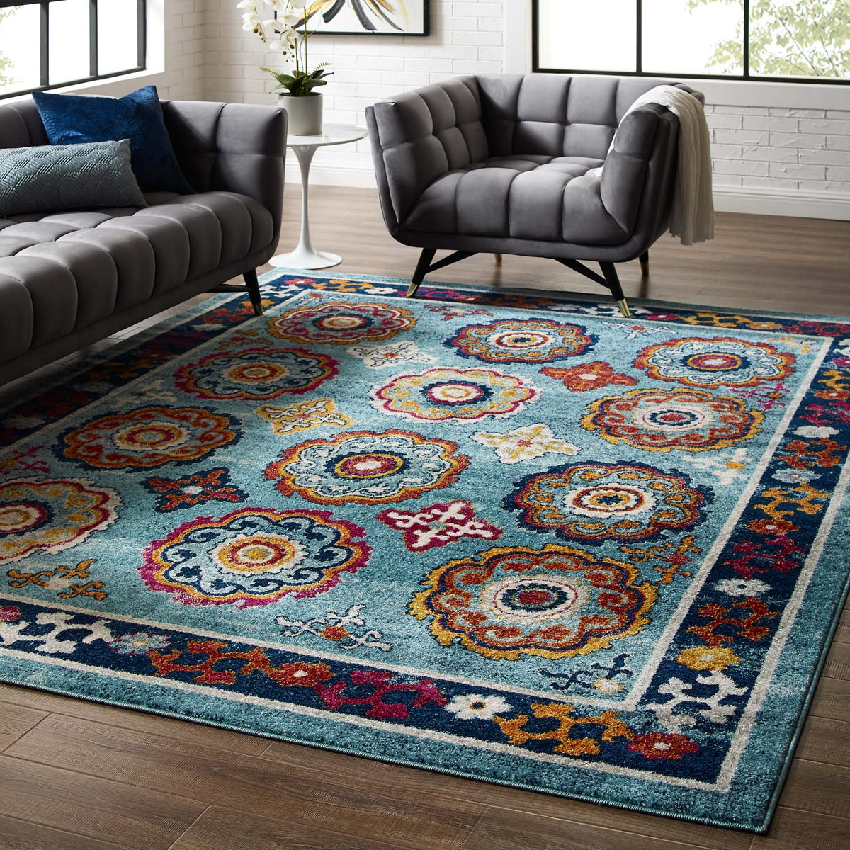 Entourage Odile Distressed Floral Moroccan Trellis Area Rug - view 42