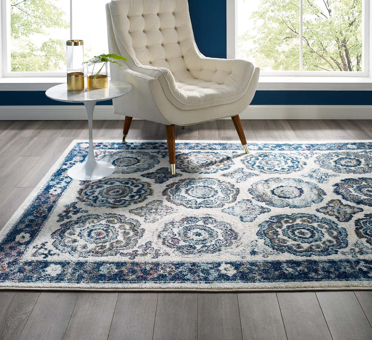 Entourage Odile Distressed Floral Moroccan Trellis Area Rug - view 35