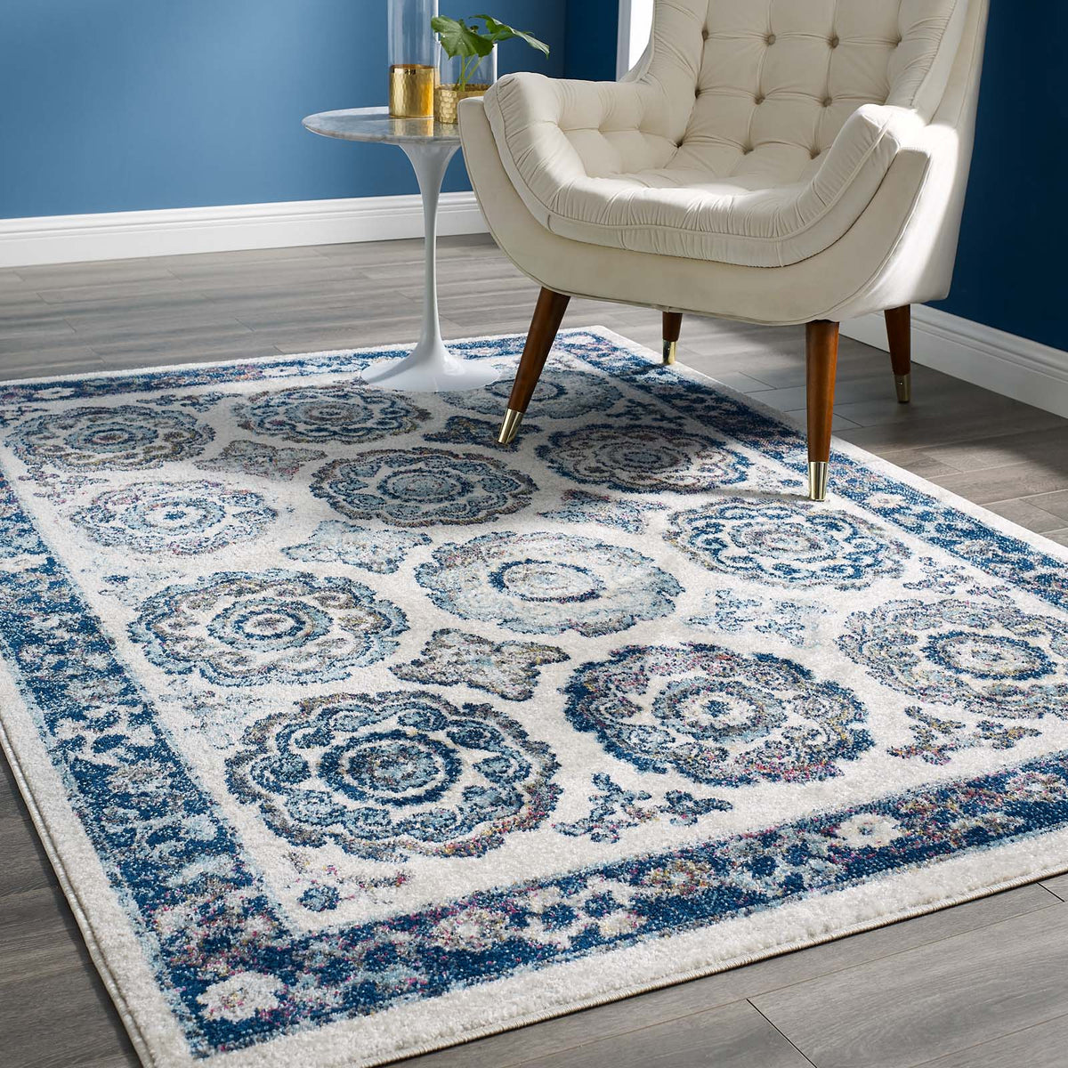 Entourage Odile Distressed Floral Moroccan Trellis Area Rug - view 41