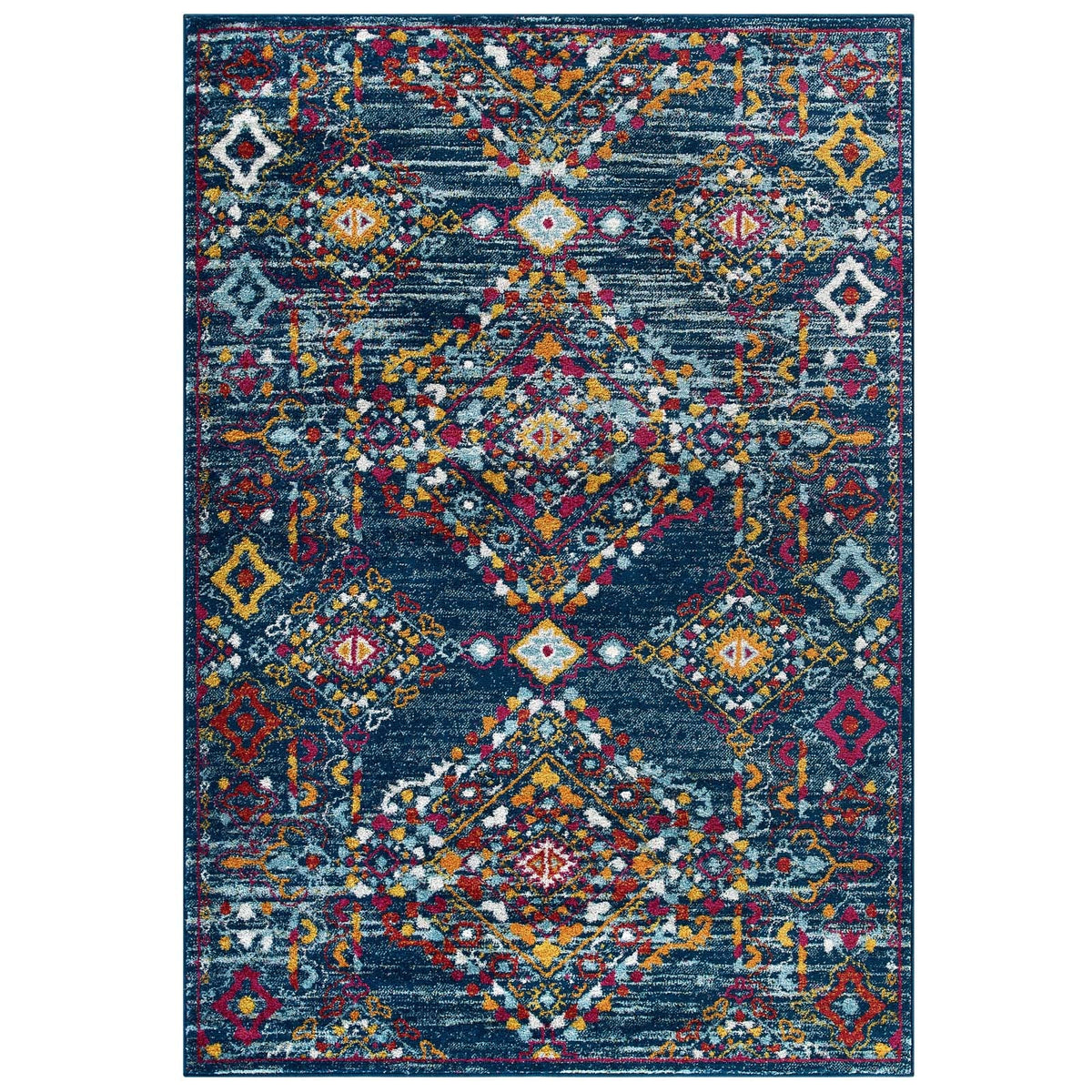Entourage Khalida Distressed Floral Lattice Area Rug, 5x8, Blue Orange Yellow Red - view 1