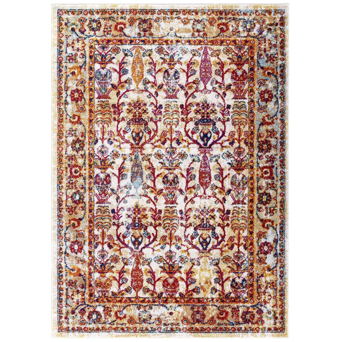 Entourage Jessa Distressed Vintage Floral Lattice Area Rug