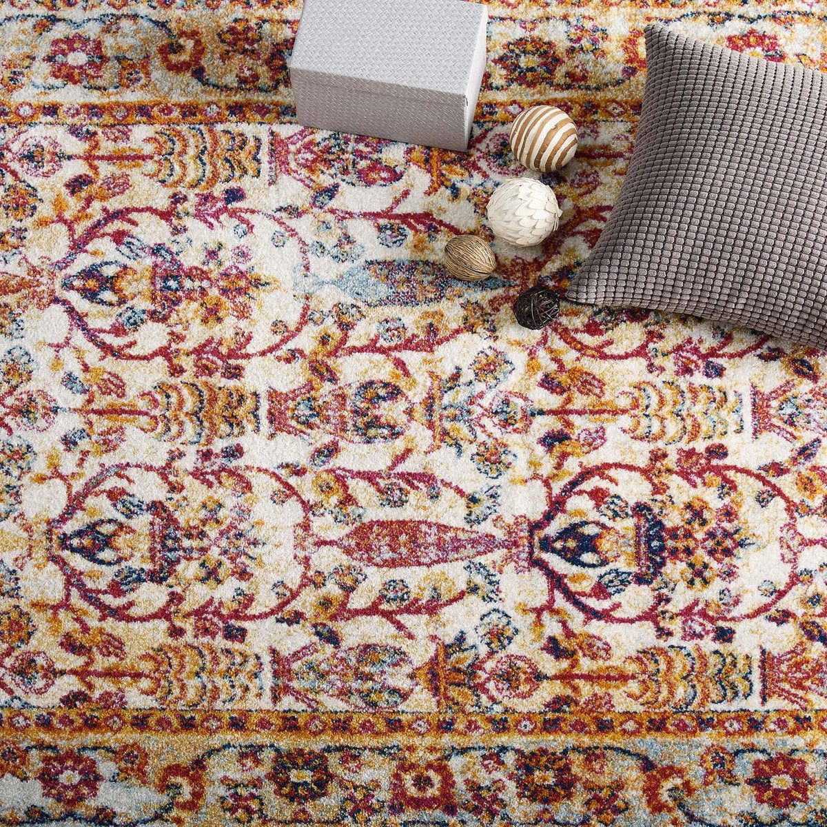 Entourage Jessa Distressed Vintage Floral Lattice Area Rug