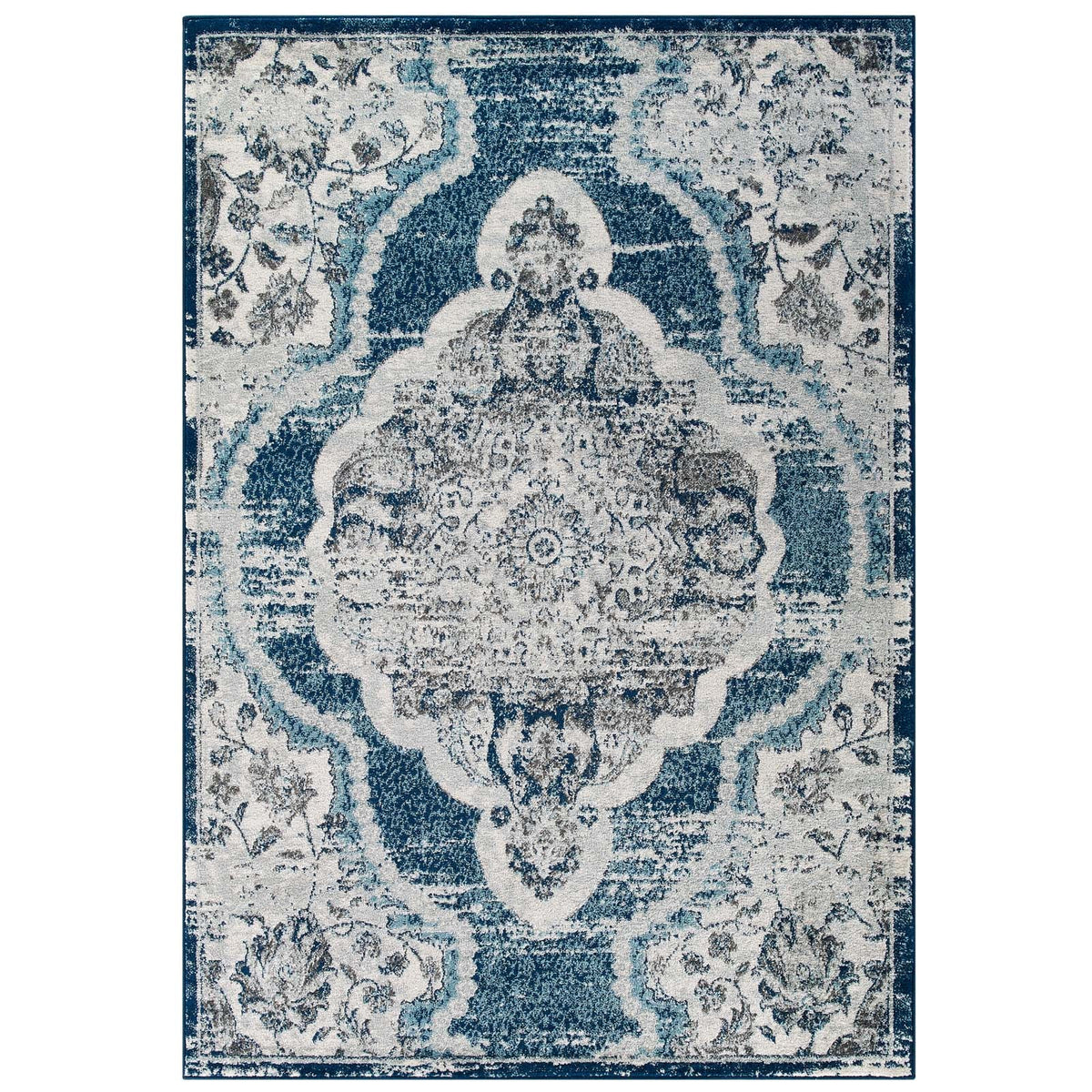 Entourage Malia Distressed Vintage Floral Vintage Medallion Area Rug