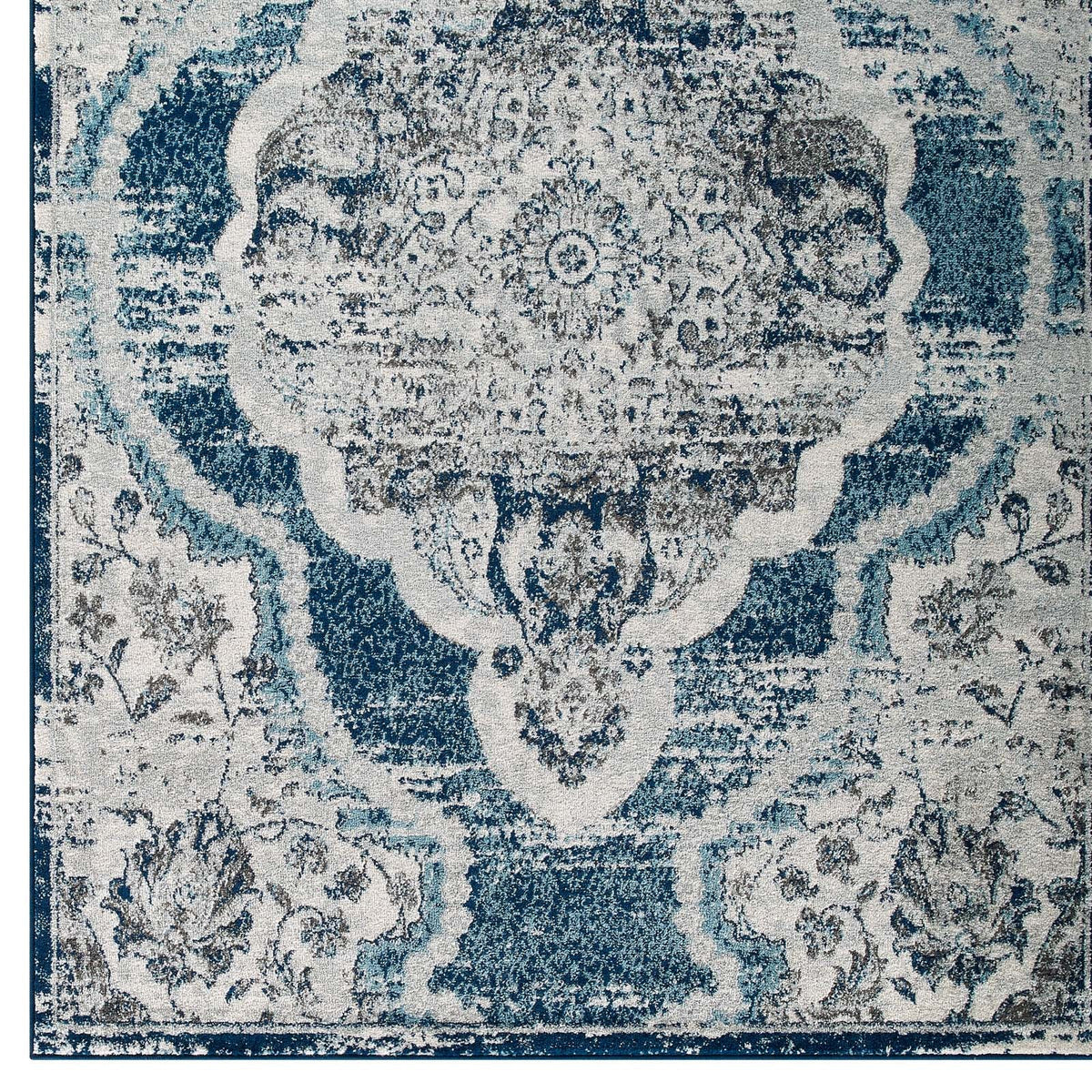 Entourage Malia Distressed Vintage Floral Vintage Medallion Area Rug