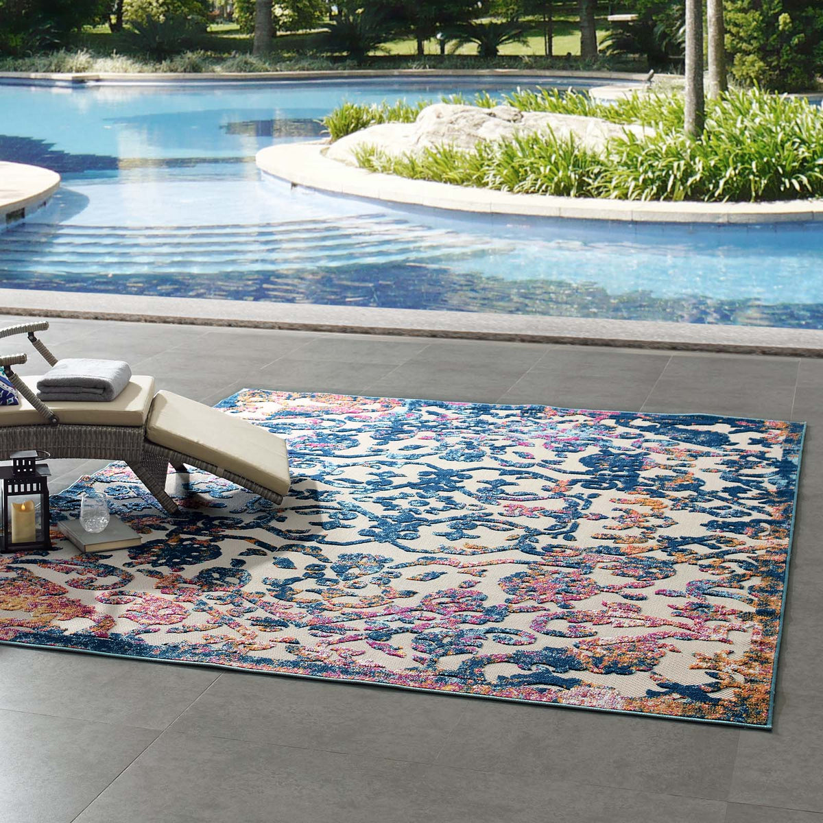 Reflect Primrose Ornate Floral Lattice Indoor/Outdoor Area Rug