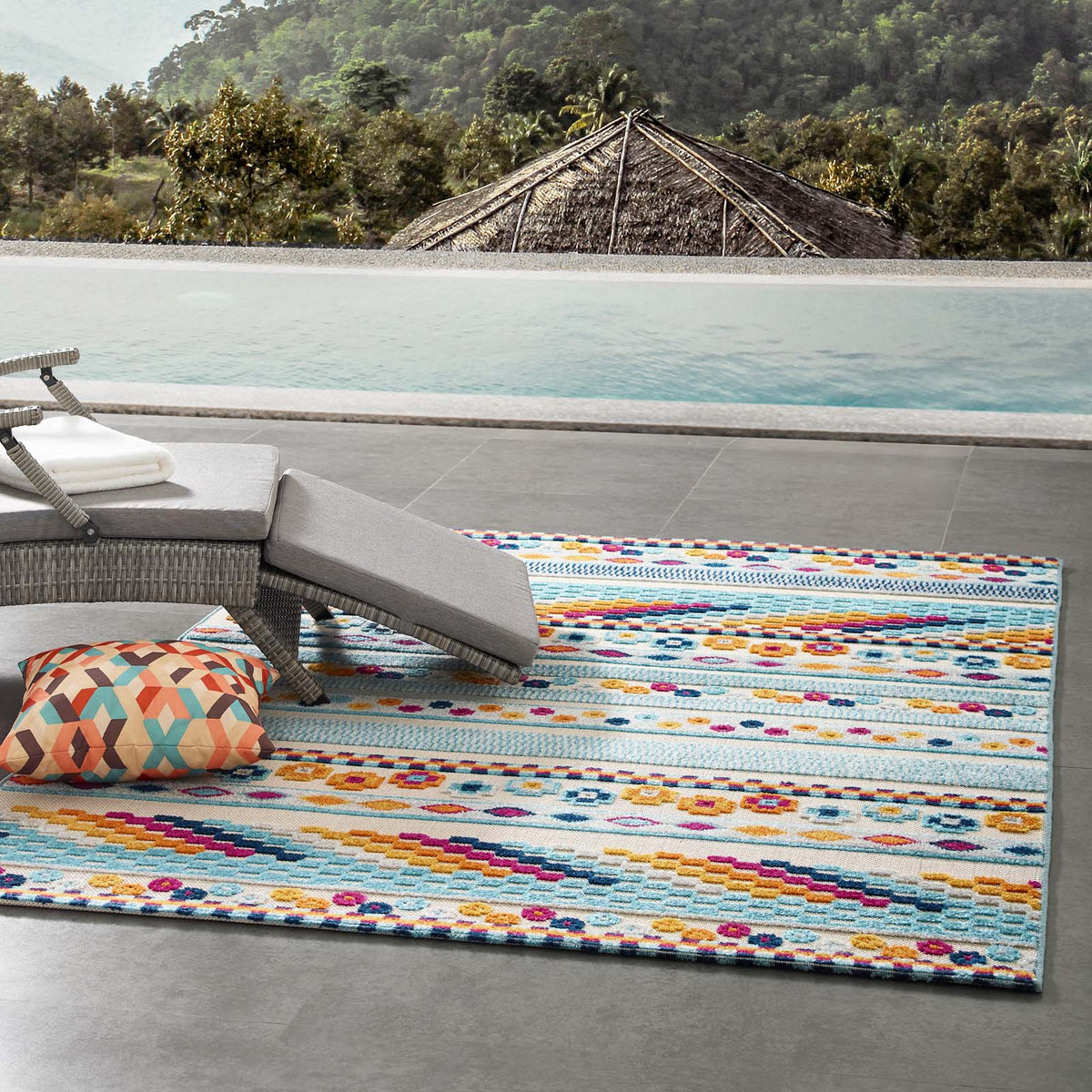 Reflect Cadhla Vintage Abstract Geometric Lattice Indoor and Outdoor Area Rug