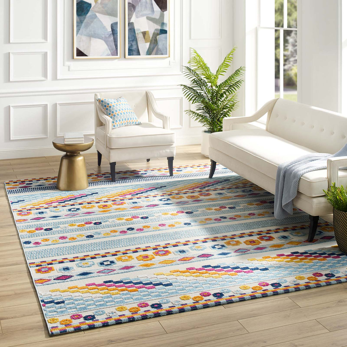 Reflect Cadhla Vintage Abstract Geometric Lattice Indoor and Outdoor Area Rug