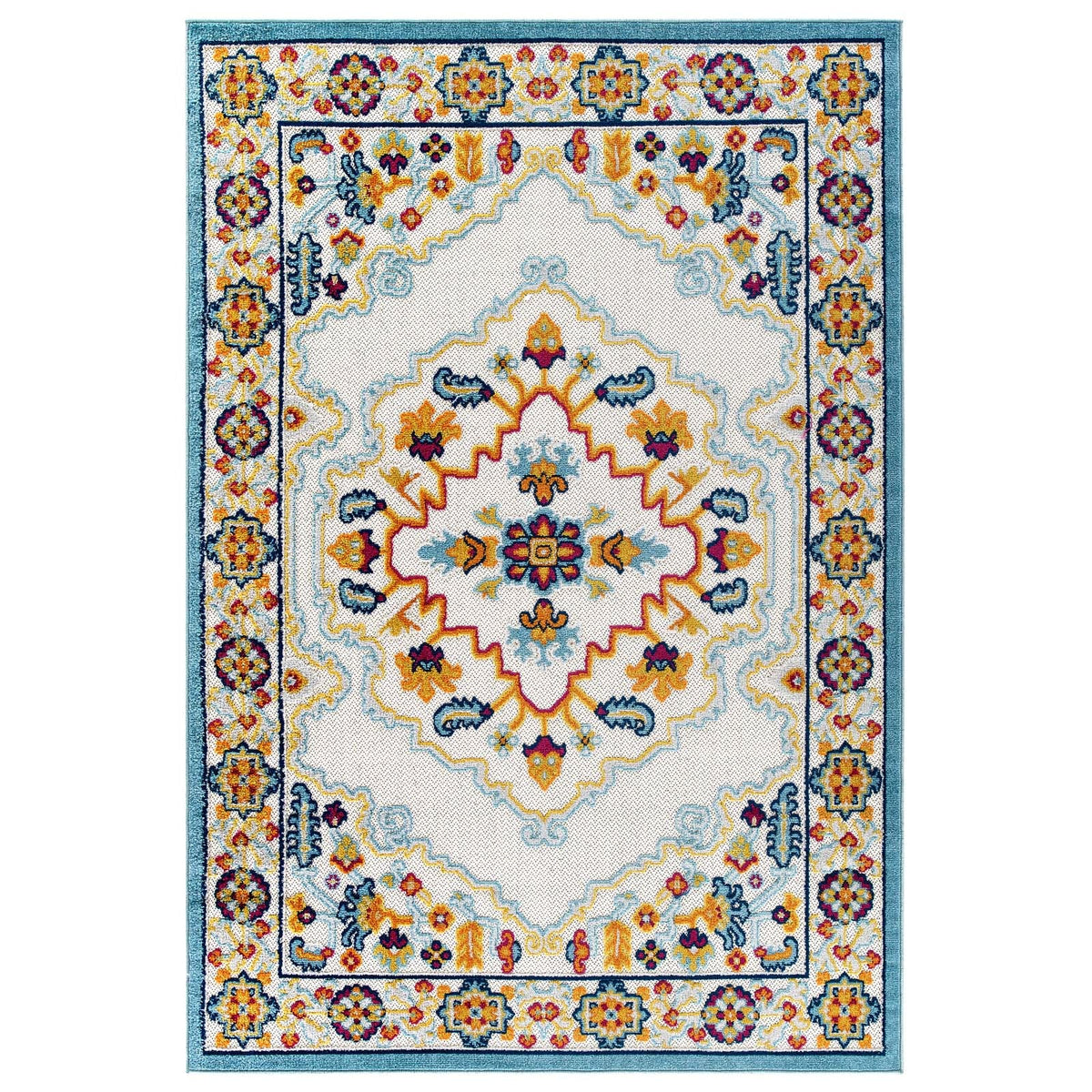 Reflect Ansel Distressed Floral Vintage Medallion Indoor and Outdoor Area Rug