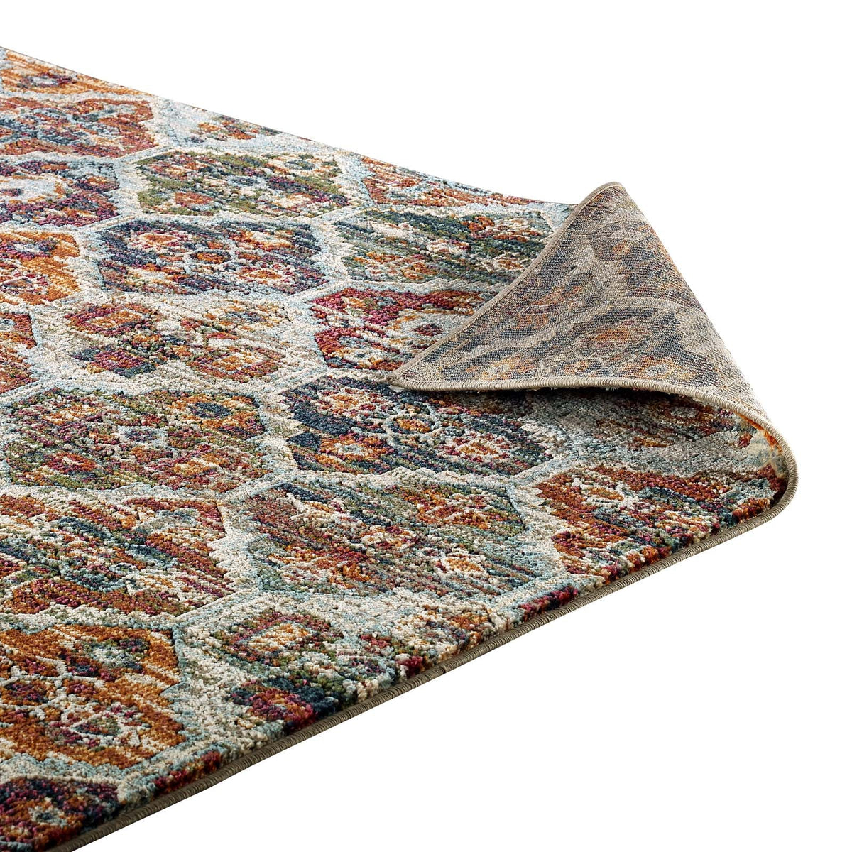Tribute Azalea Distressed Vintage Floral Lattice Area Rug