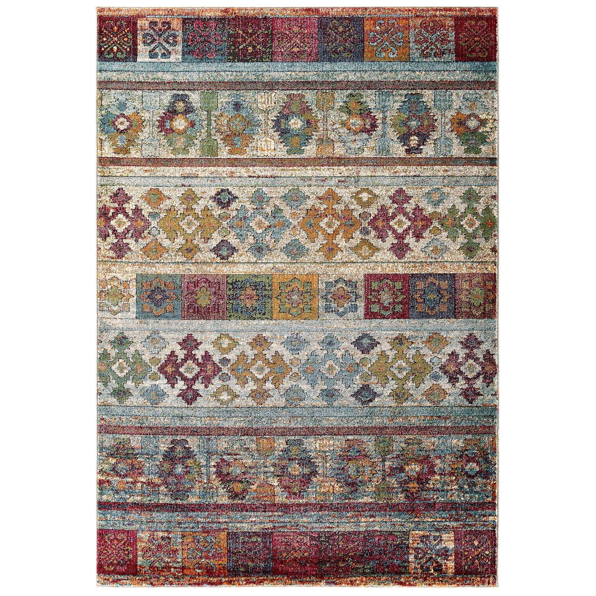 Tribute Nala Distressed Vintage Floral Lattice Area Rug