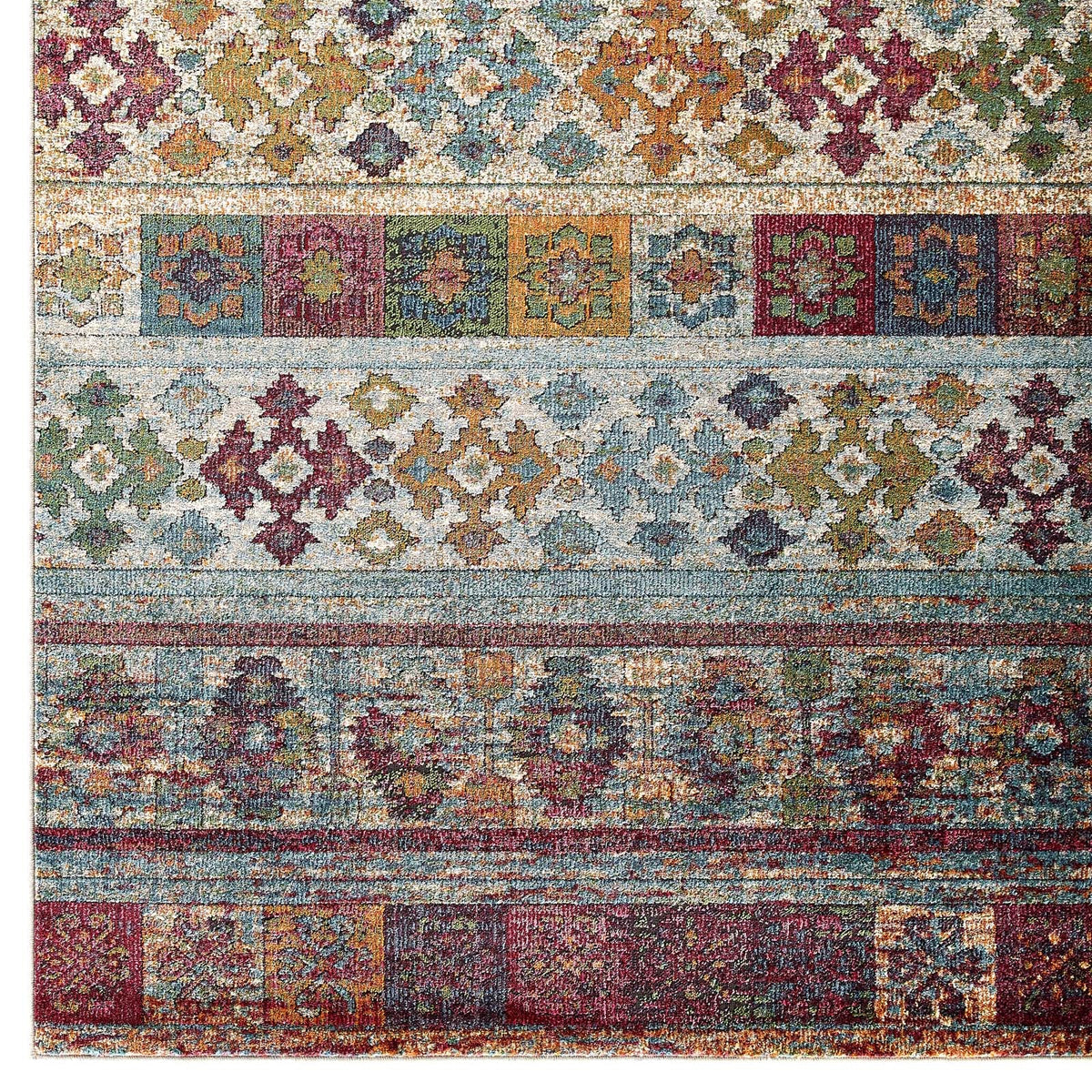 Tribute Nala Distressed Vintage Floral Lattice Area Rug