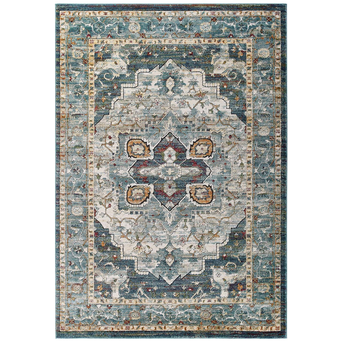 Tribute Diantha Distressed Vintage Floral Vintage Medallion Area Rug
