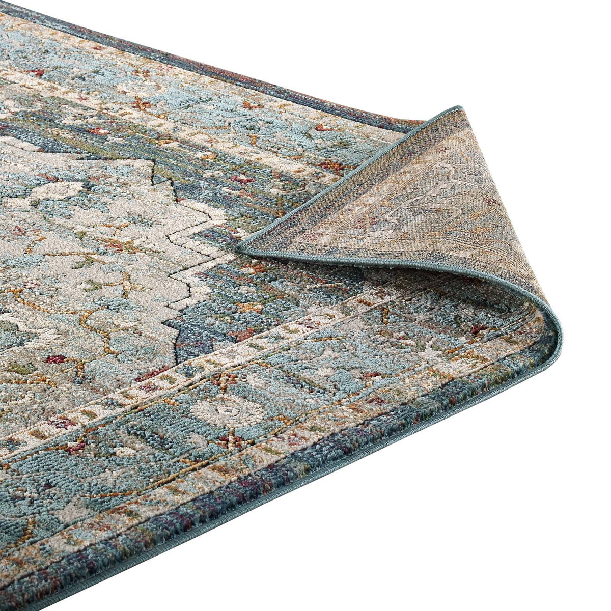 Tribute Diantha Distressed Vintage Floral Vintage Medallion Area Rug