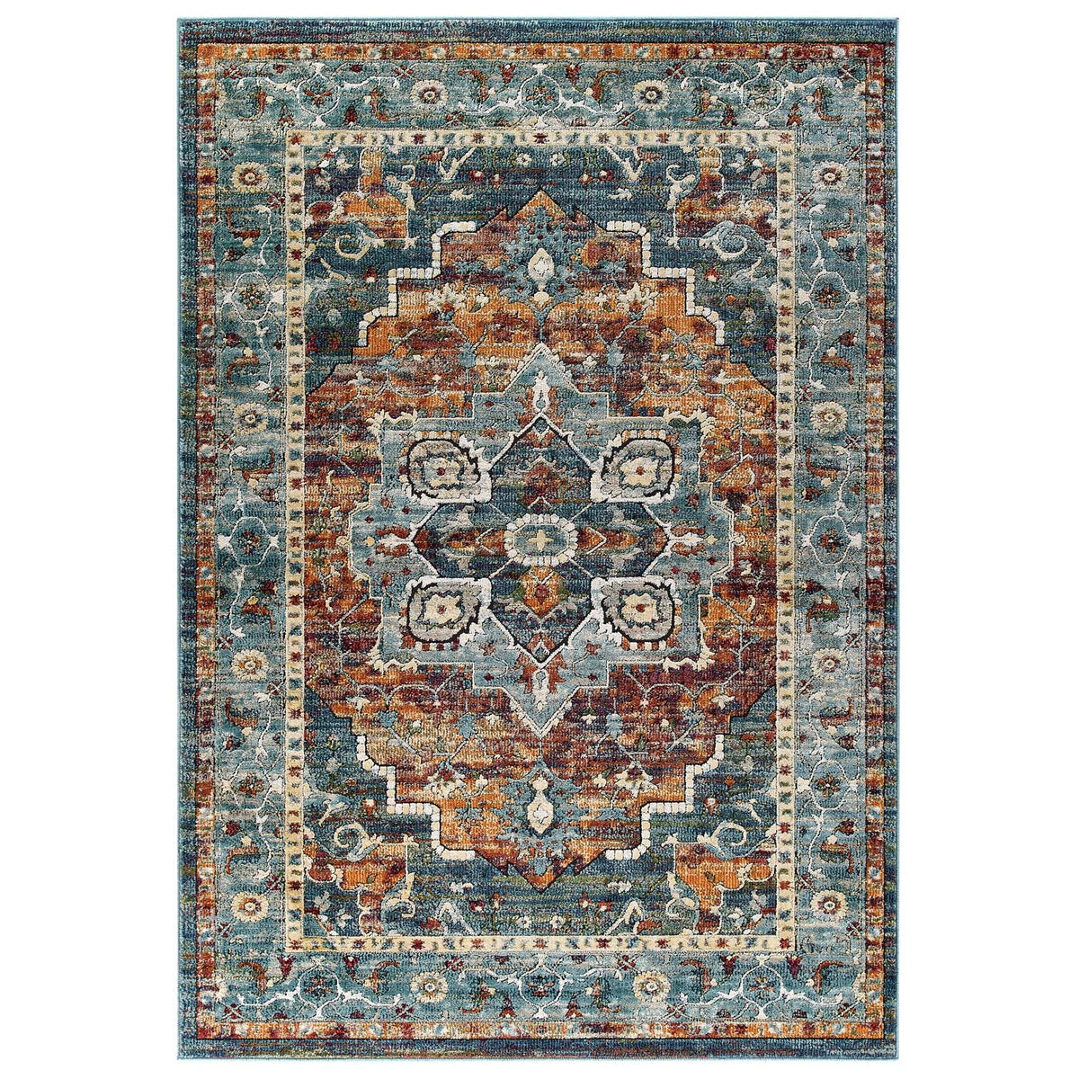 Tribute Diantha Distressed Vintage Floral Vintage Medallion Area Rug