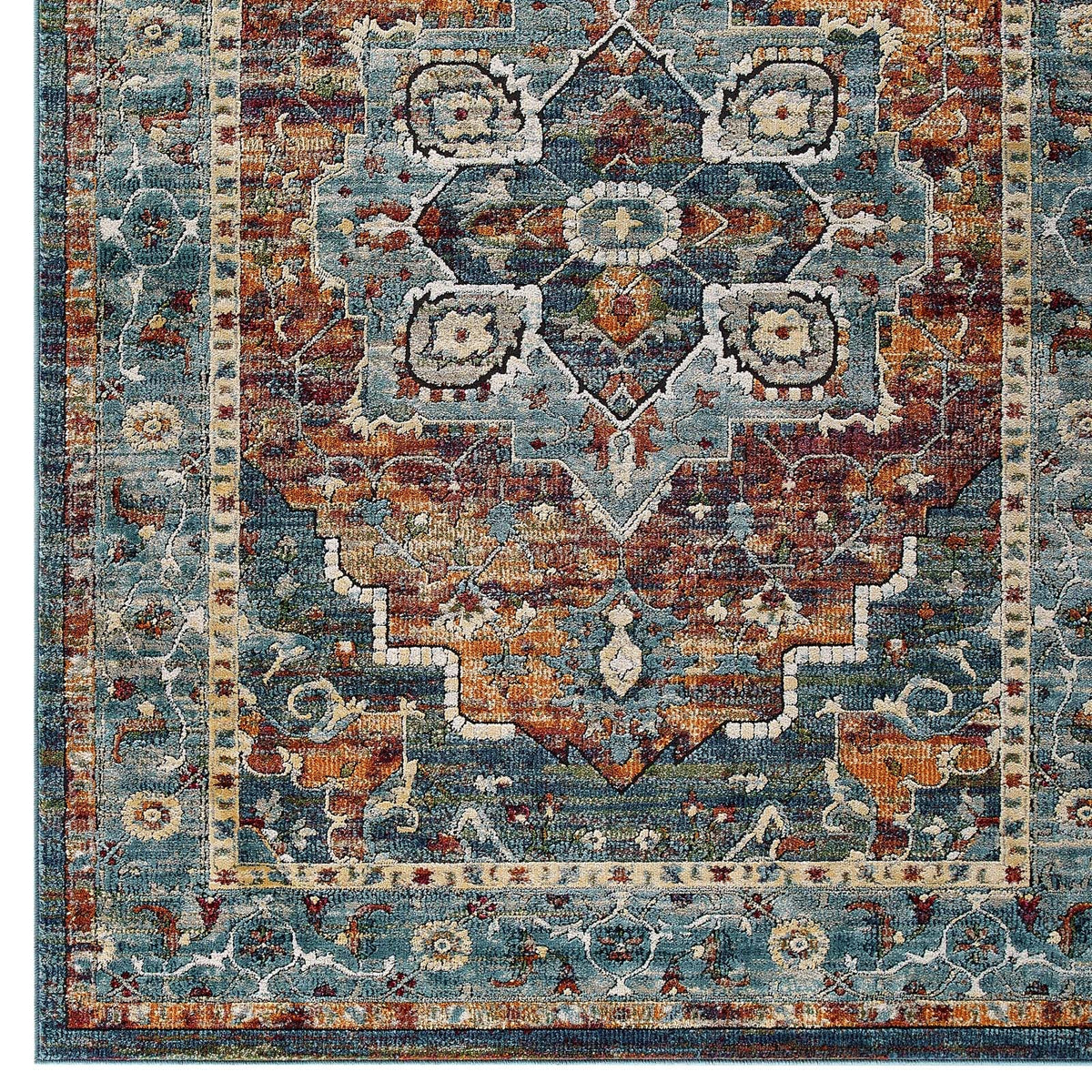 Tribute Diantha Distressed Vintage Floral Vintage Medallion Area Rug