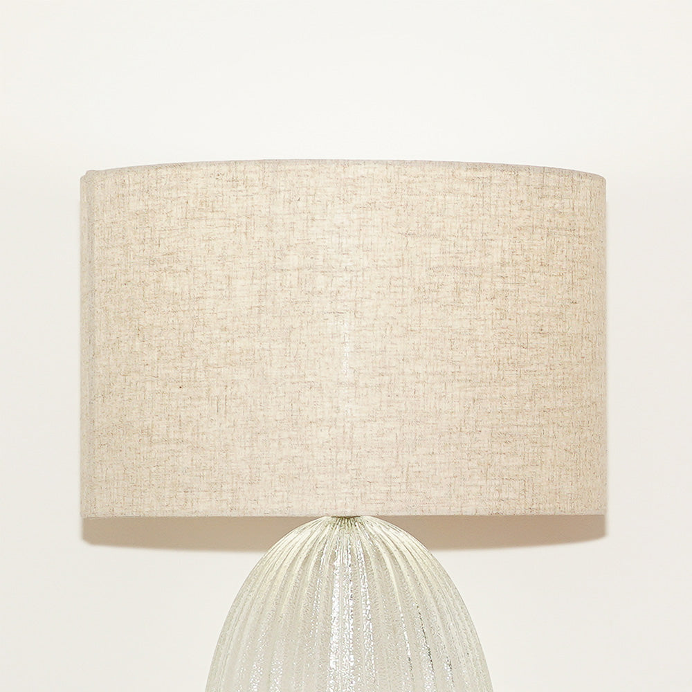 Rama Ribbed Glass Lamp Base Clear  Table Lamp Large Linen Shade