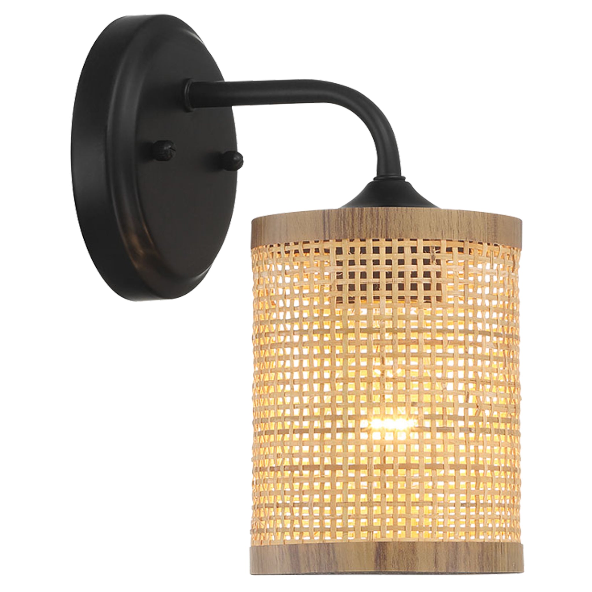 Sierra Single Lights Wall Sconce With Natural Rattan Shade Rustic Wicker Wall Light