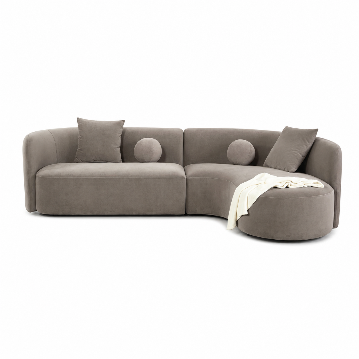 Revello Contemporary Light Brown Chenille 112-Inch Sectional Sofa