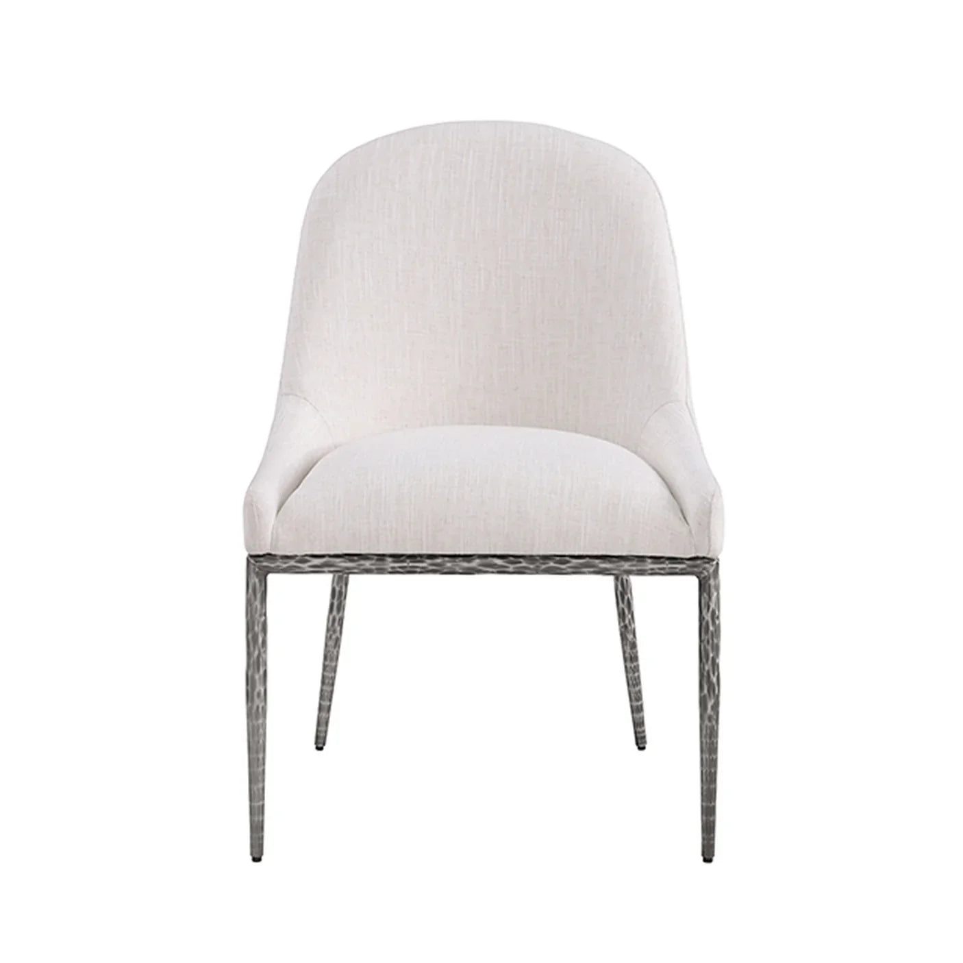 Rilva Contemporary White and Gunmetal Counter Height Stool with Linen White Fabric