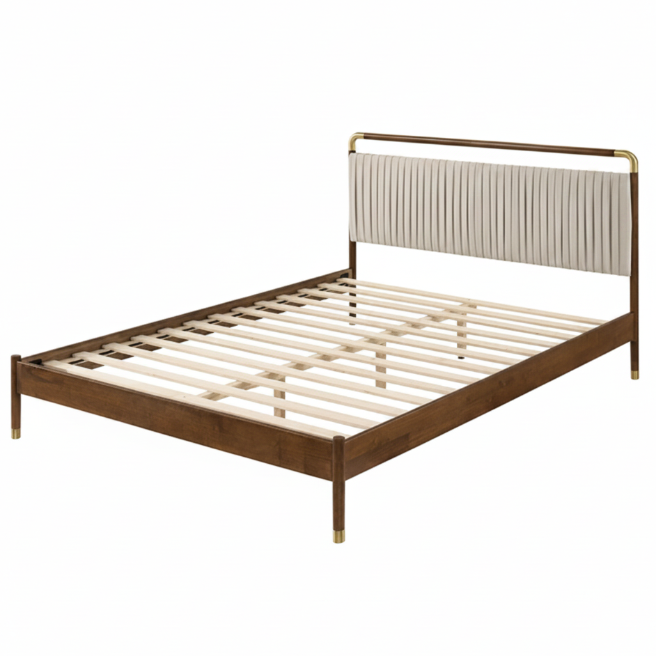 Ripley Walnut Fabric Queen Bed