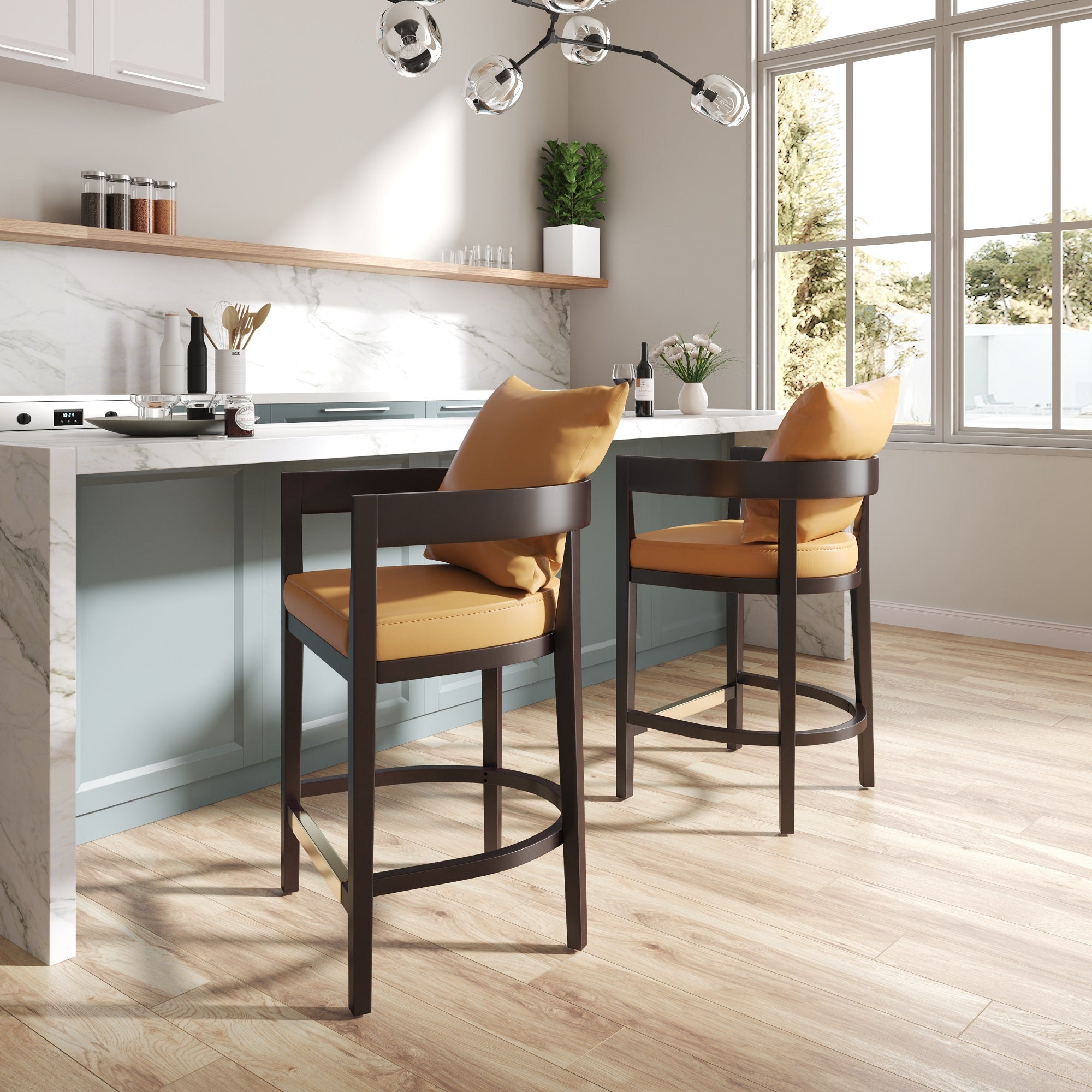 Ritz Camel Vegan Leather Counter Stool