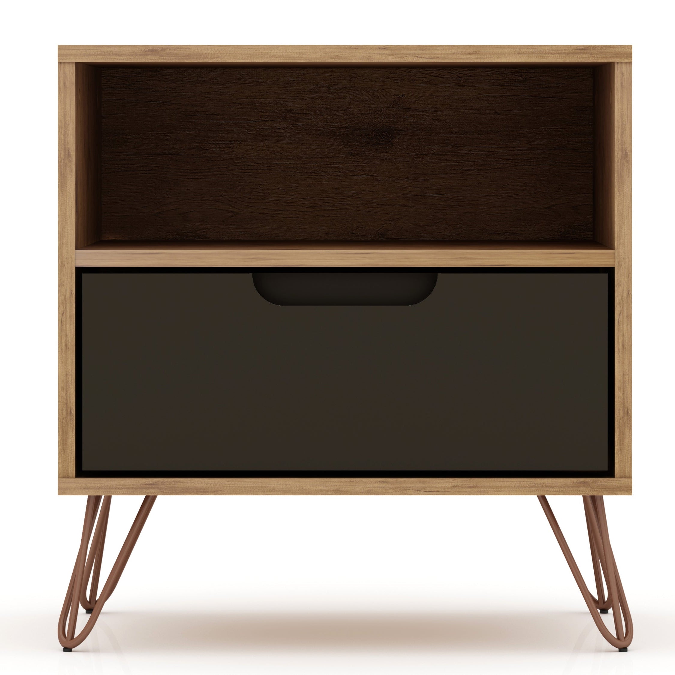 Rockefeller 1.0 Nature and Textured Grey  Nightstand