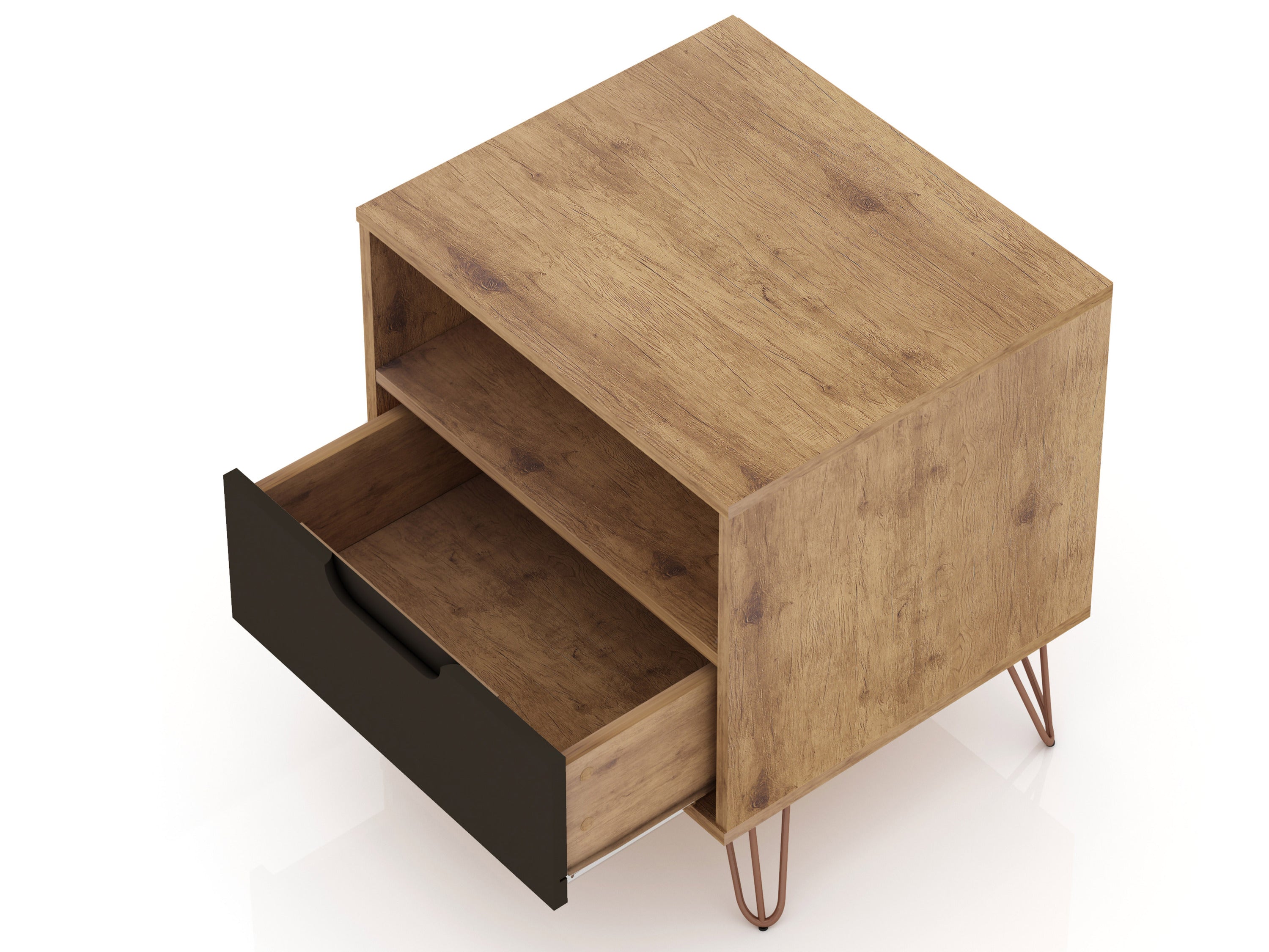 Rockefeller 1.0 Nature and Textured Grey  Nightstand