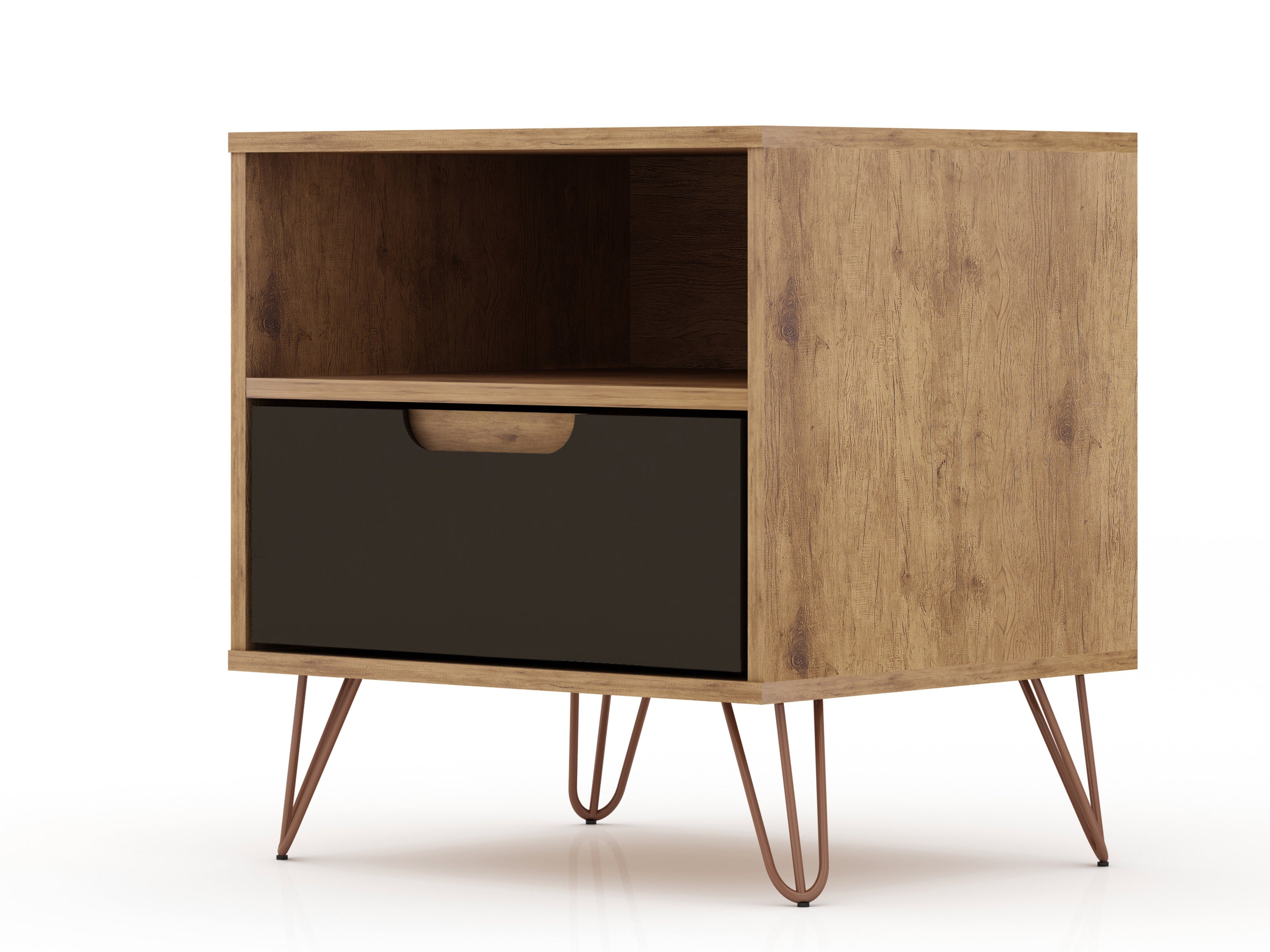 Rockefeller 1.0 Nature and Textured Grey  Nightstand