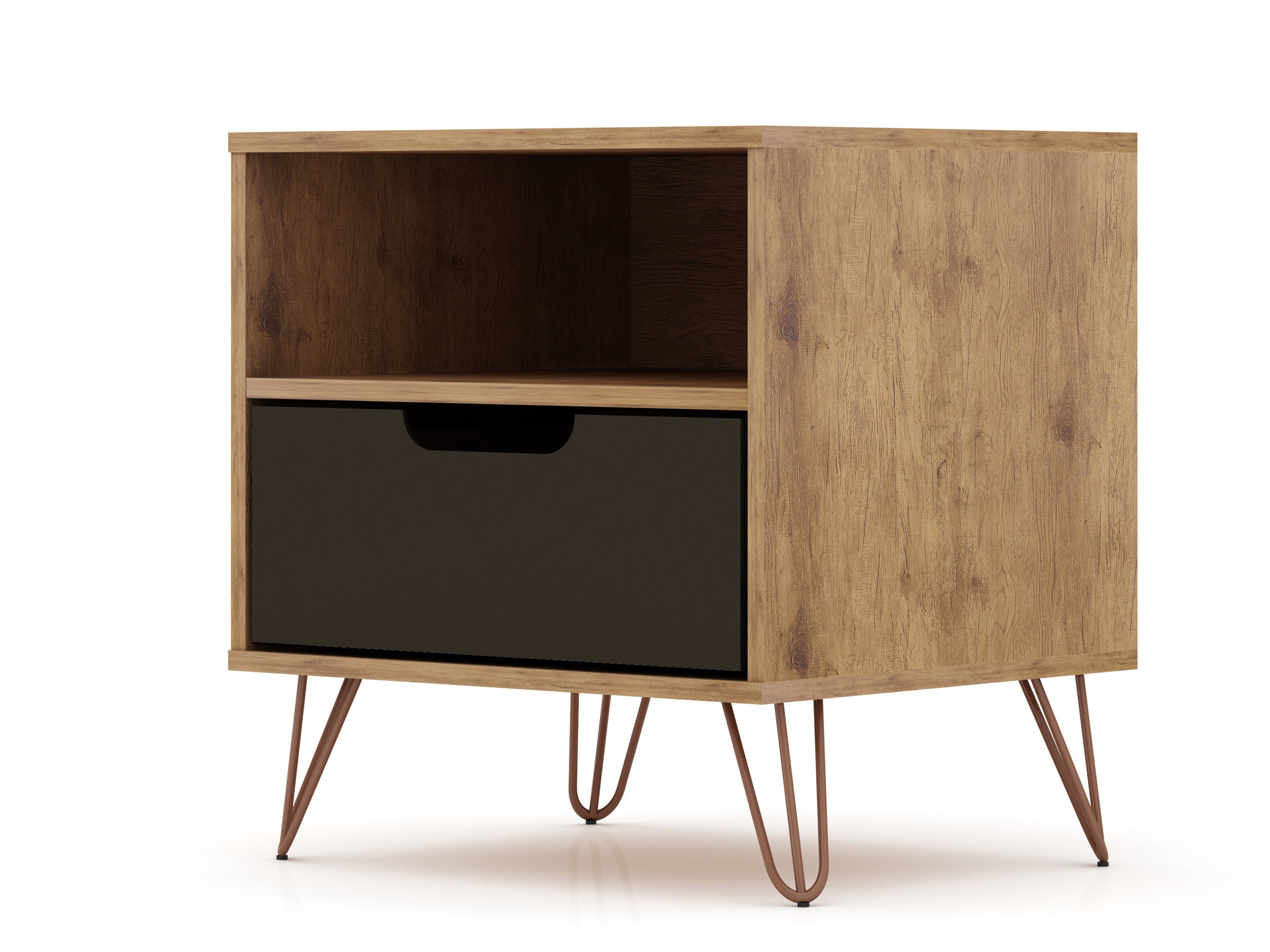 Rockefeller 1.0 Nature and Textured Grey  Nightstand