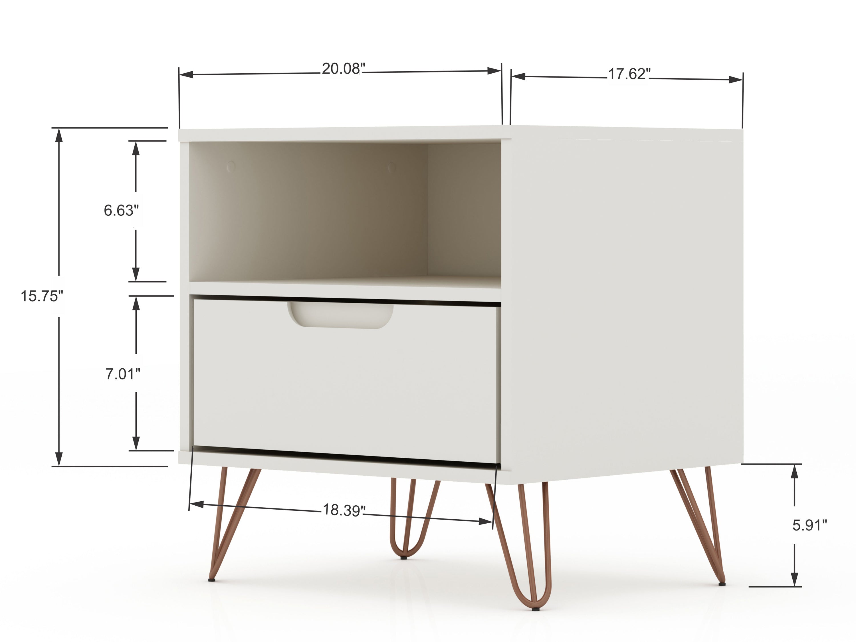 Rockefeller Nightstand 1.0 in White