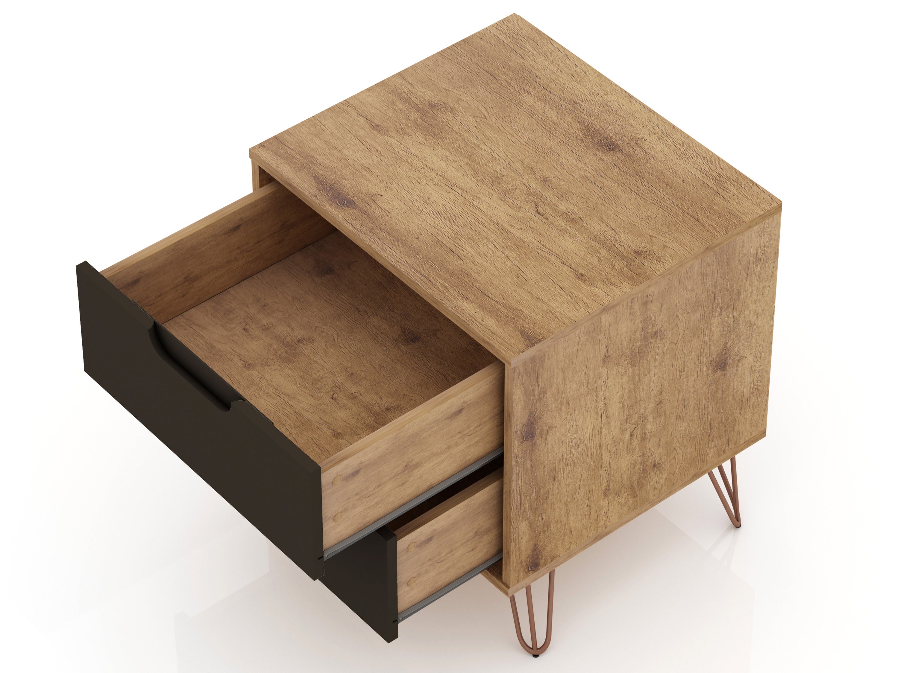 Rockefeller Nightstand 2.0 in Nature and Textured Grey