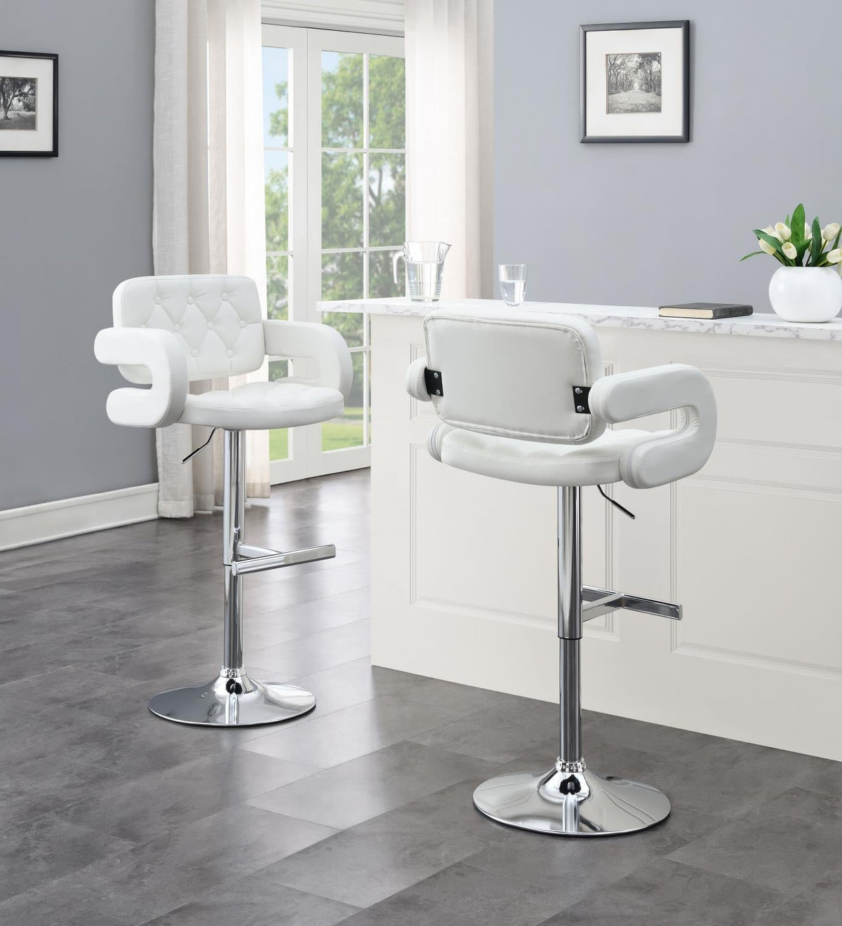 Faux Leather Bar Stool (Black, Gray, White)